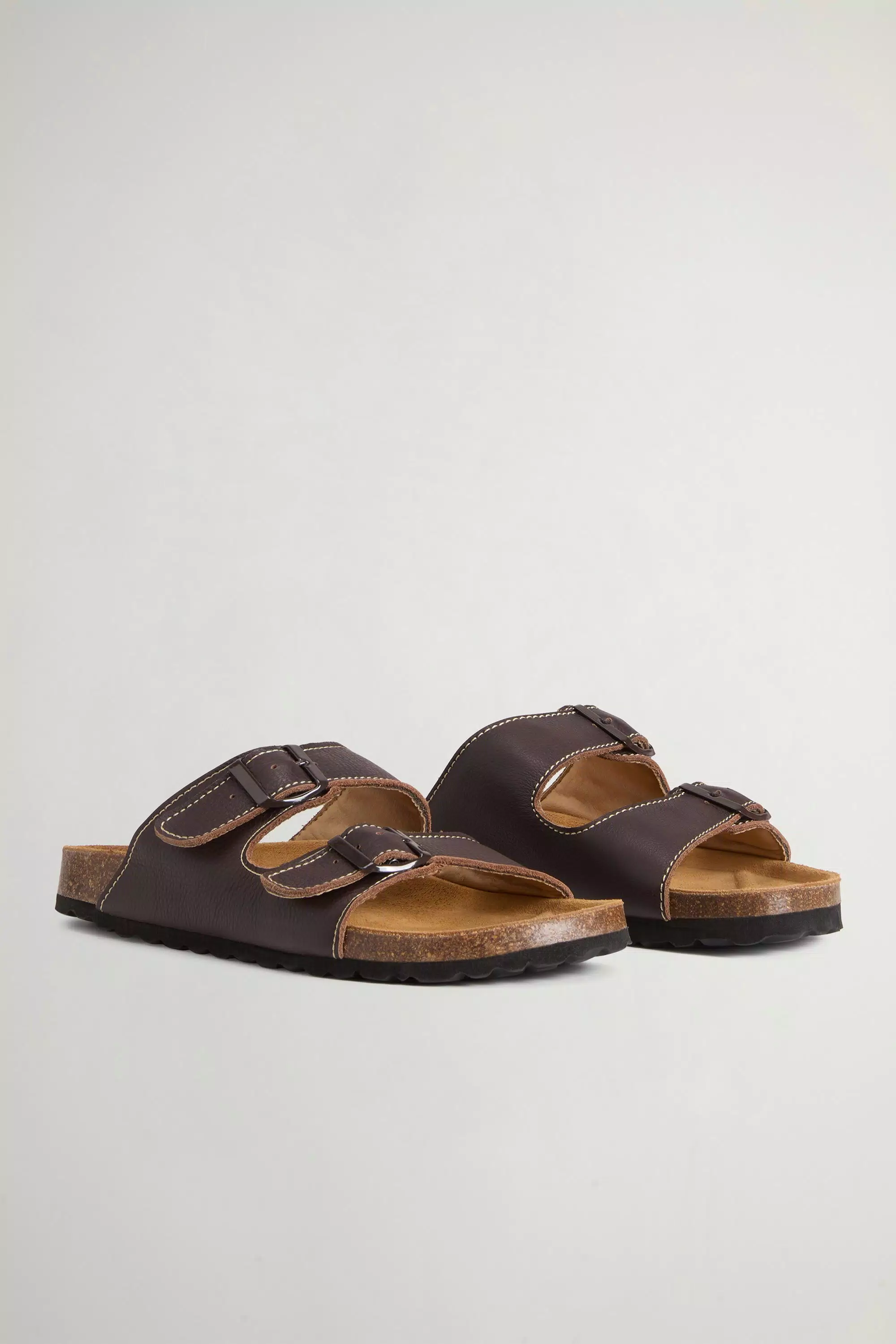 Sandalias en cuero envejecido - Marrón