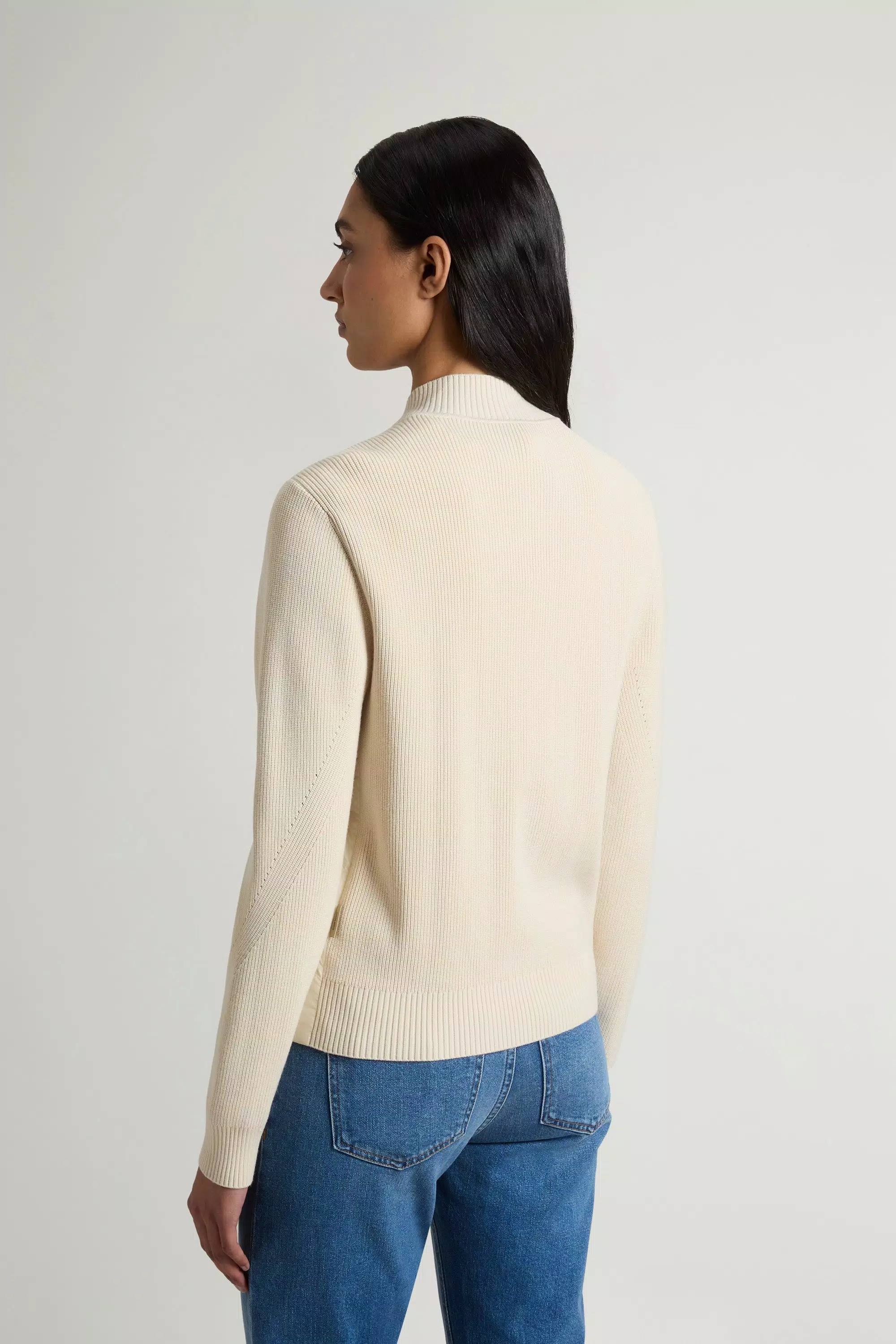 Chaqueta bomber híbrida en nailon - Crema lechosa
