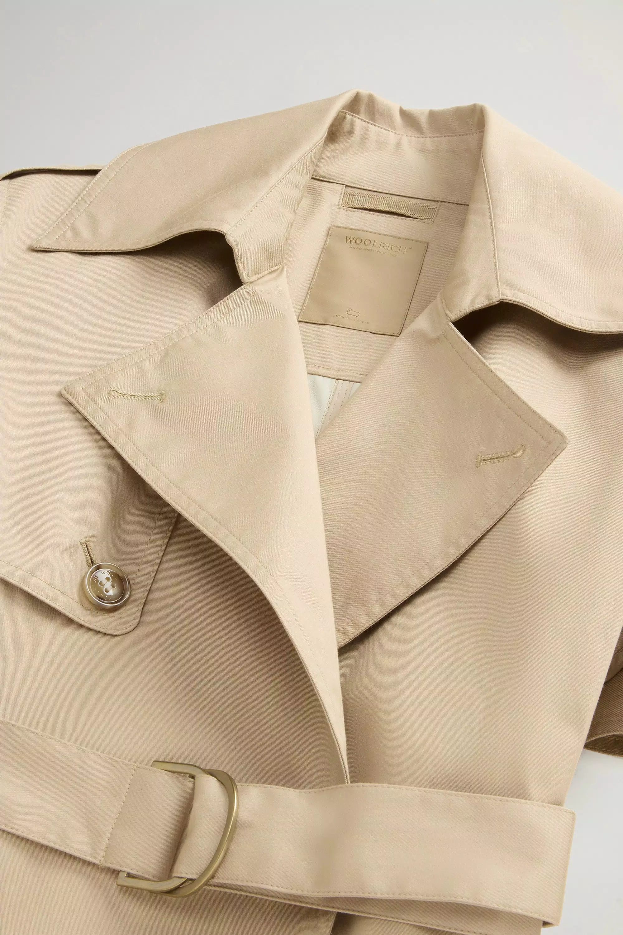 Chaqueta trench de doble botonadura en algodón puro - Blanco Pimienta