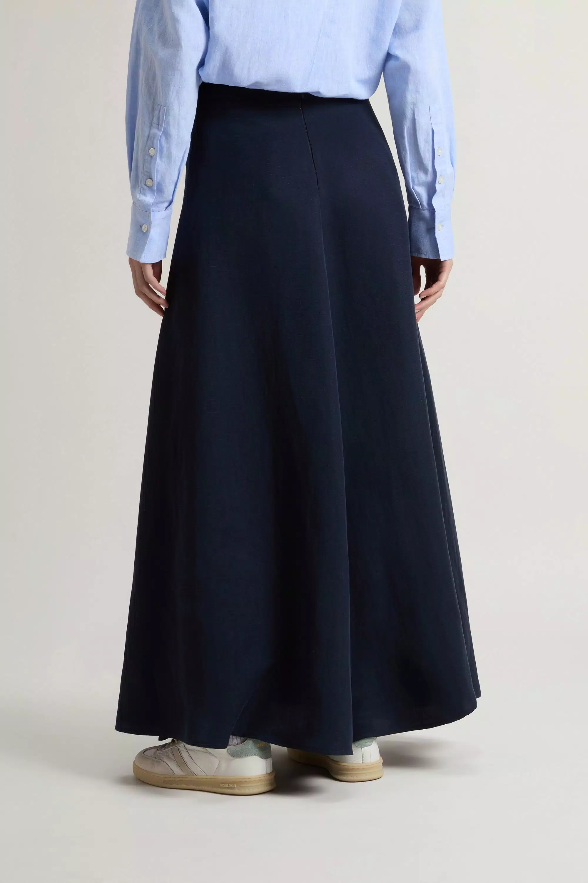 Falda larga de mezcla de lino - Azul Melton