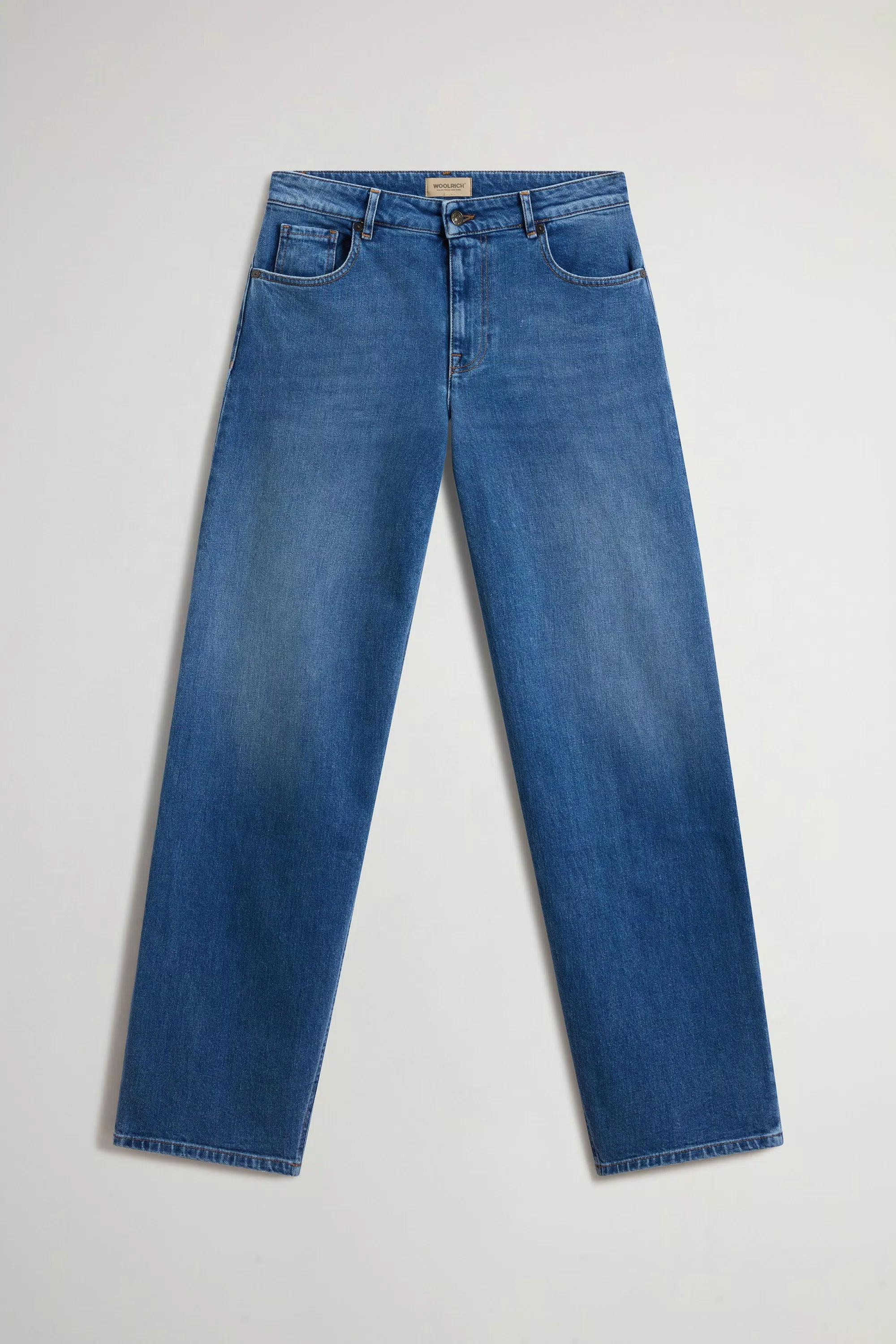 Pantalones vaqueros de cinco bolsillos con pierna ancha en denim de algodón elástico - Lavado piedra