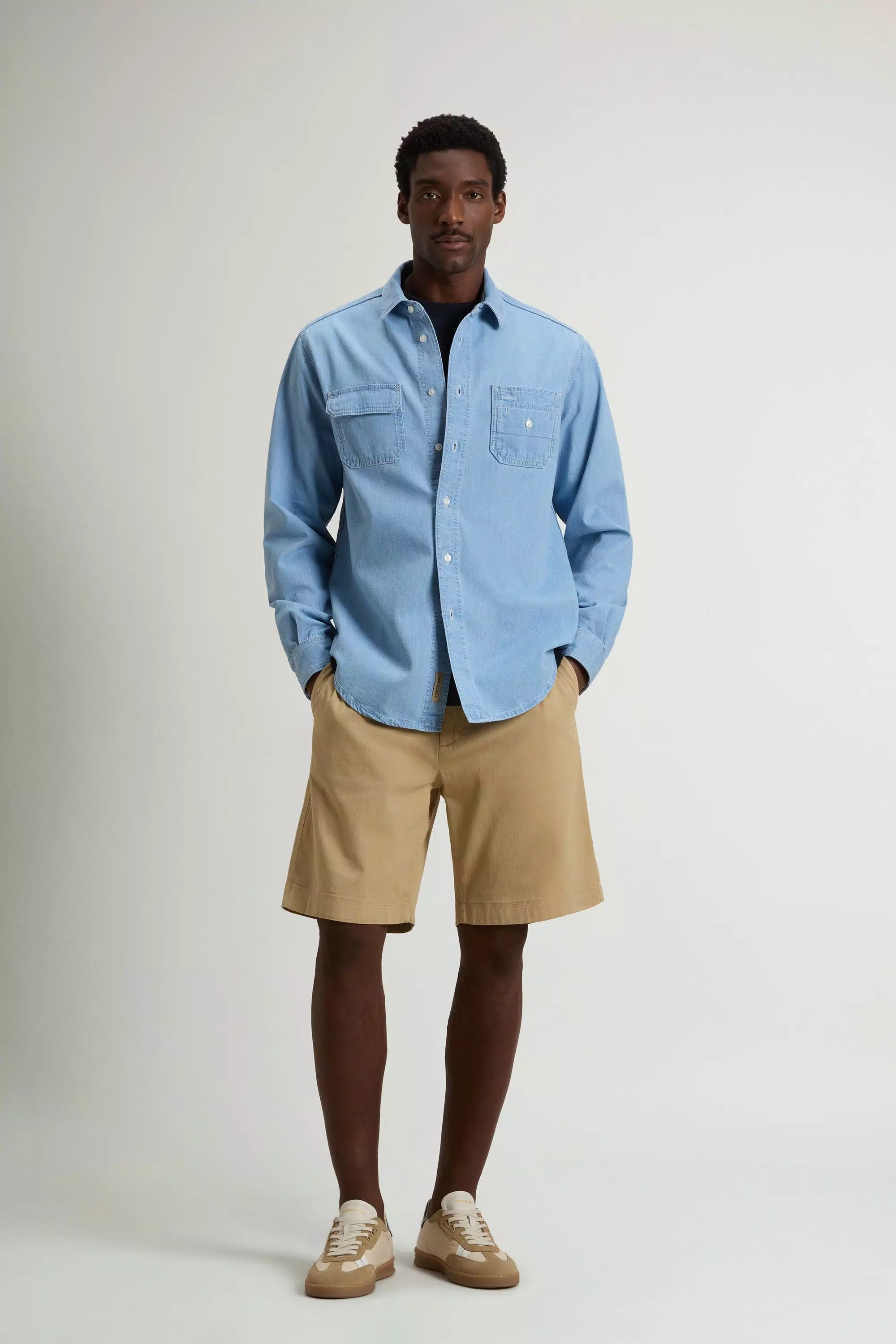 Camisa de denim de algodón puro ligero - Azul claro