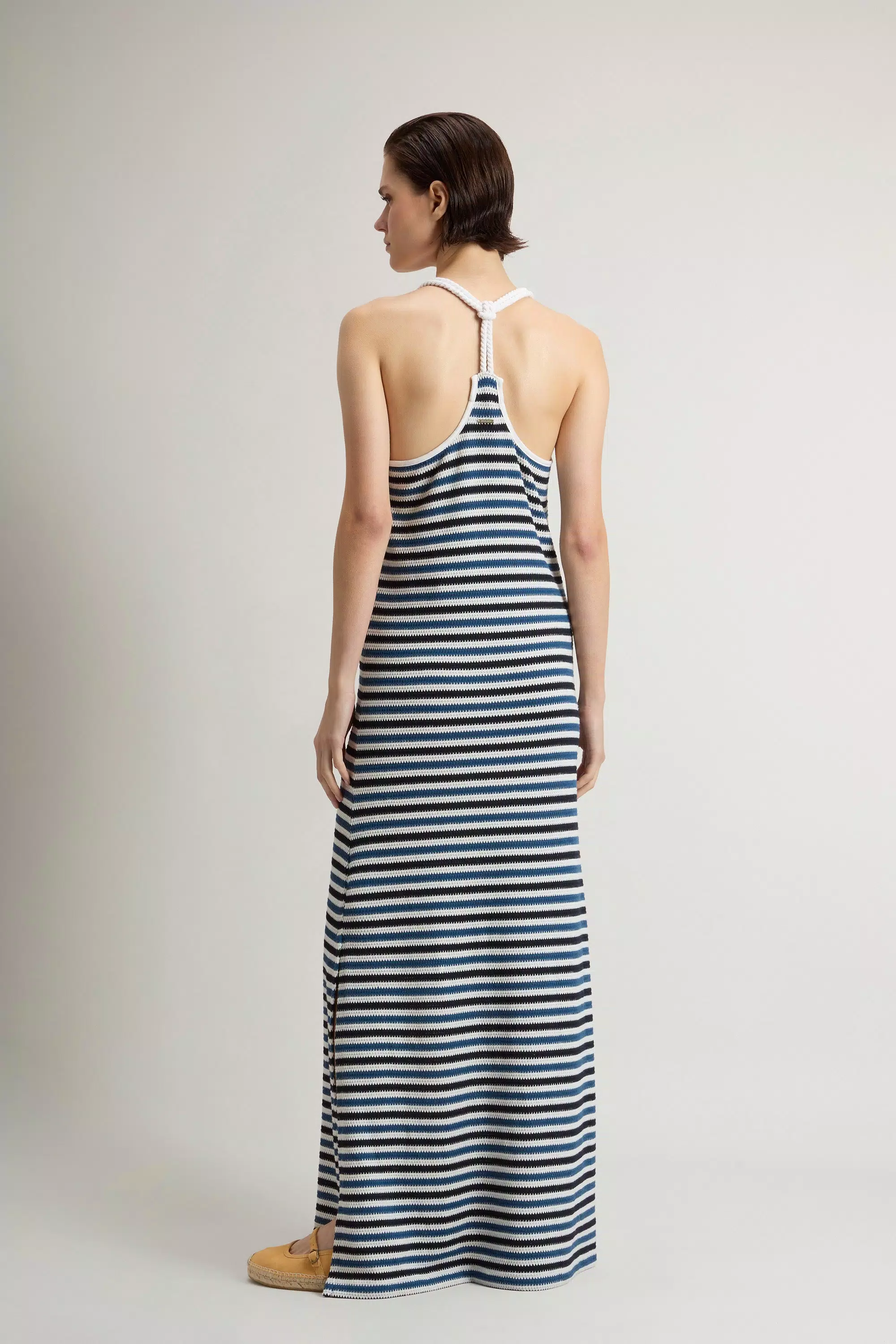 Vestido de mezcla de algodón con rayas - Rayas azul Melton