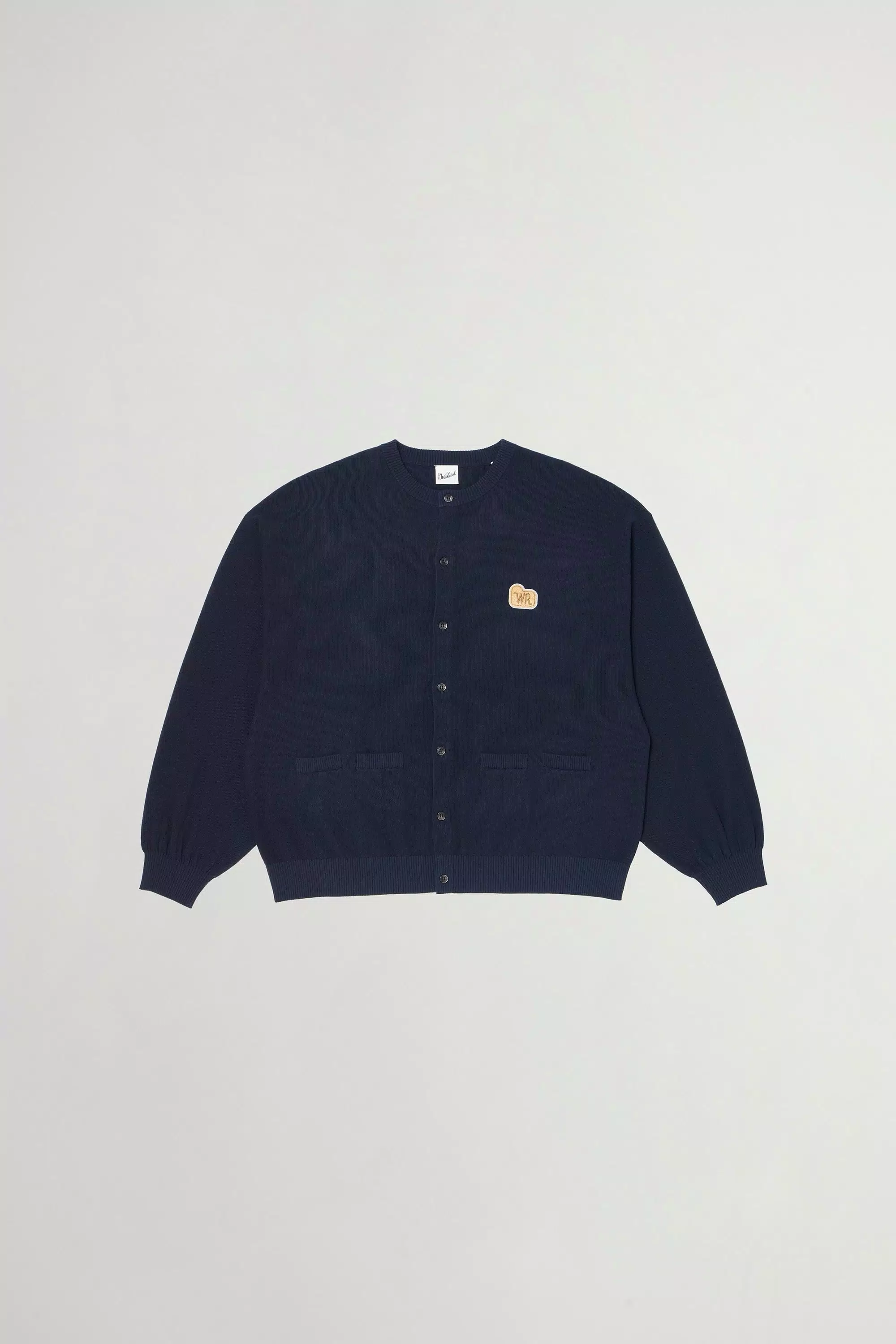 Cardigan de cuello redondo en piqué de algodón puro - Azul marino