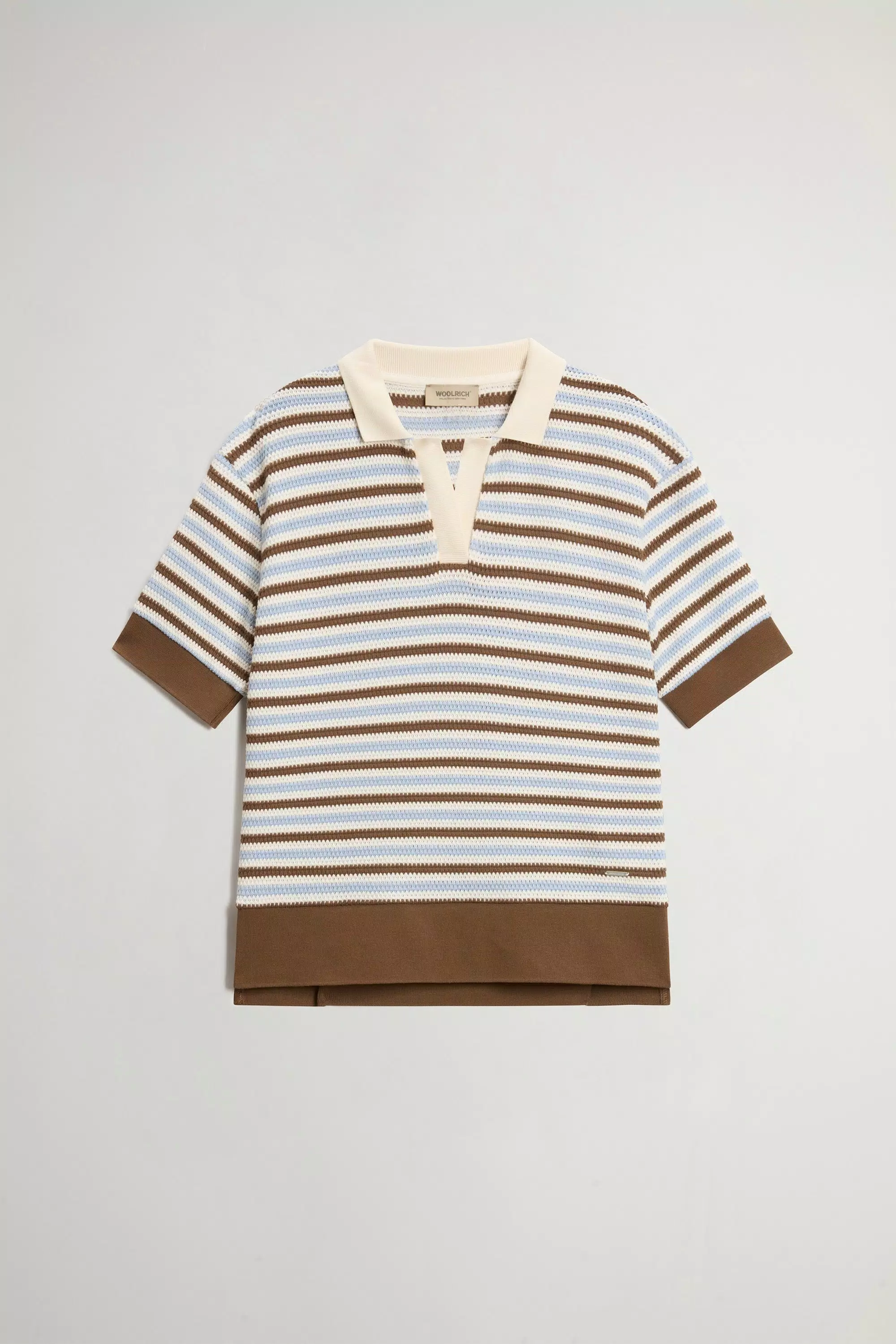 Camiseta de Pólo de Mezcla de Algodón con Estampado de Rayas - Rayas de Avellana
