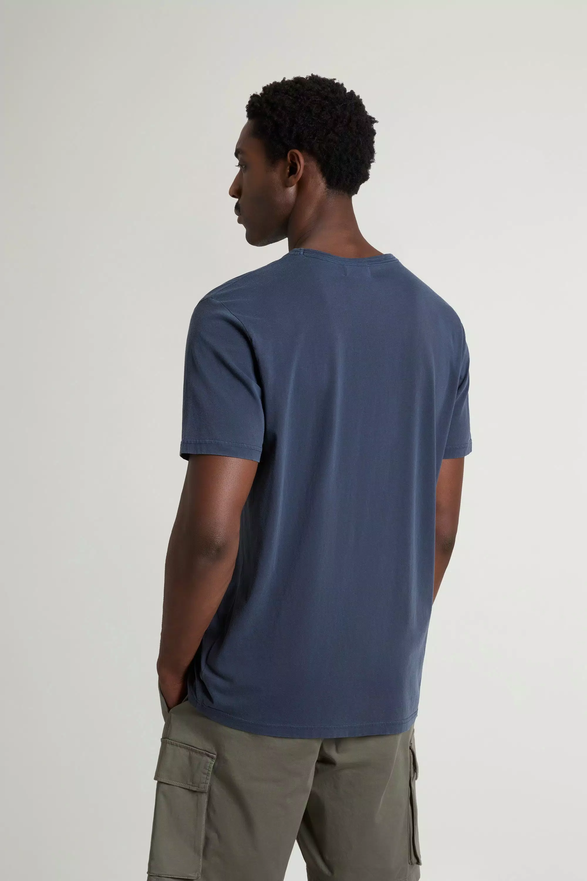 Camiseta de algodón puro teñida en prenda - Azul Melton desgastado