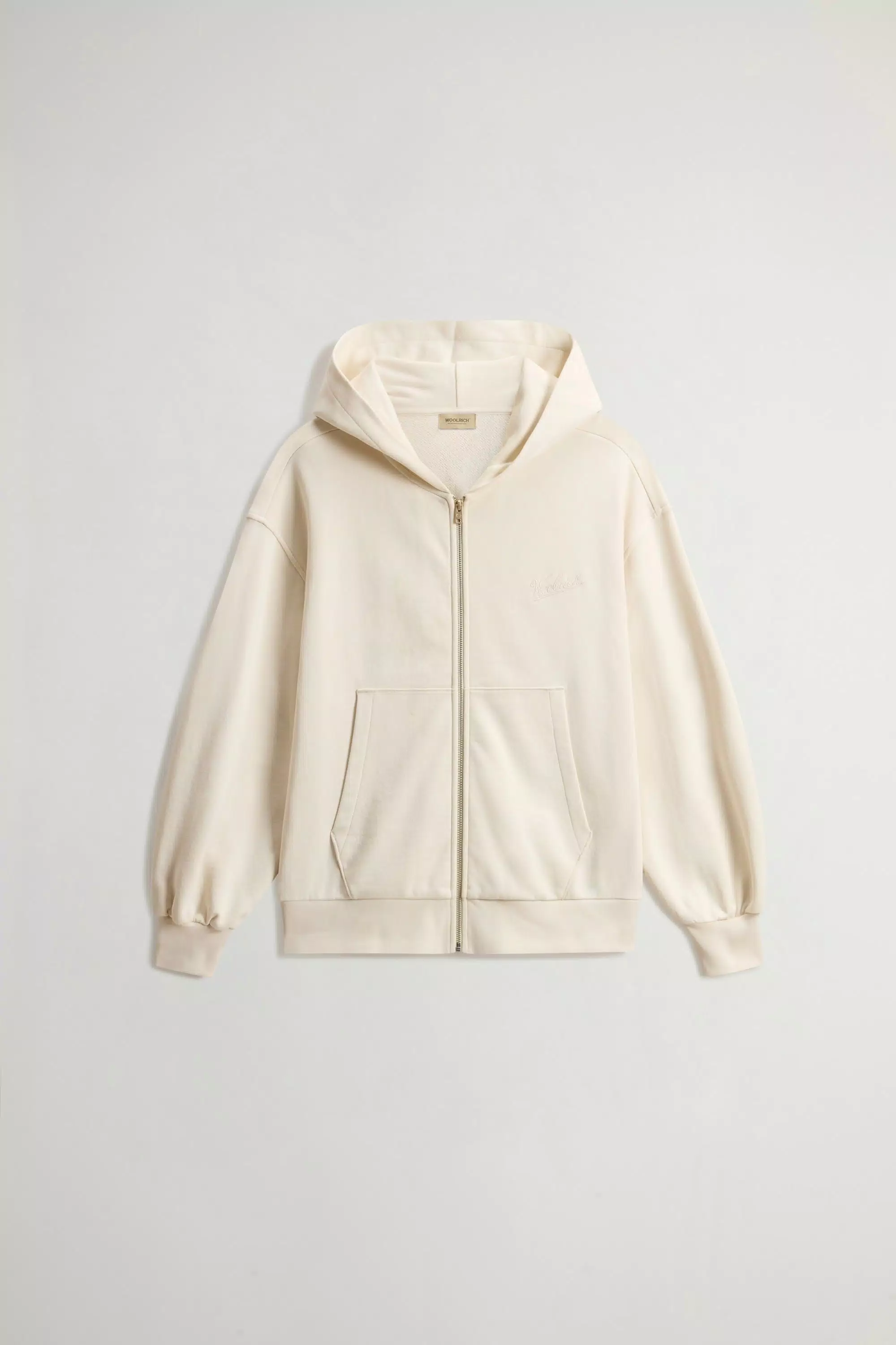 Sudadera con cremallera completa en algodón puro - Crema lechosa