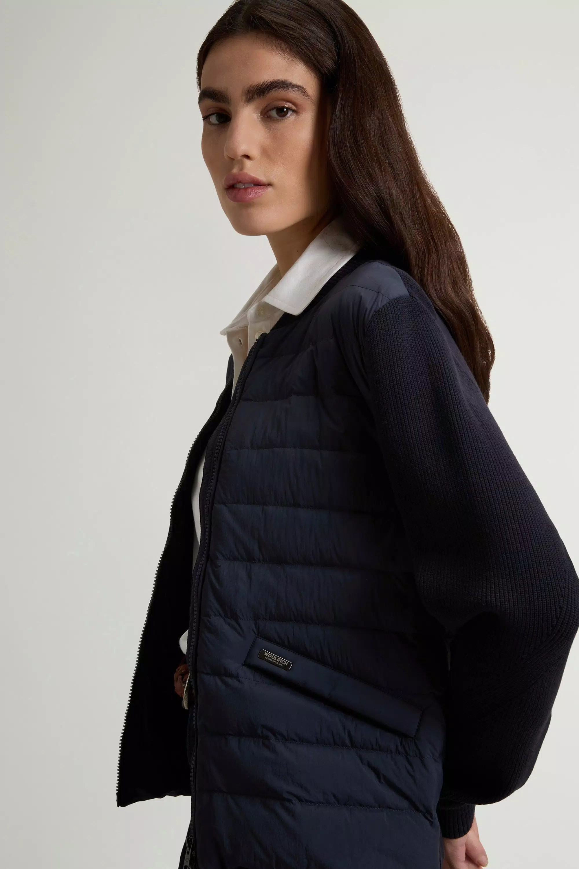 Chaqueta bomber híbrida en nailon - Azul melton desgastado