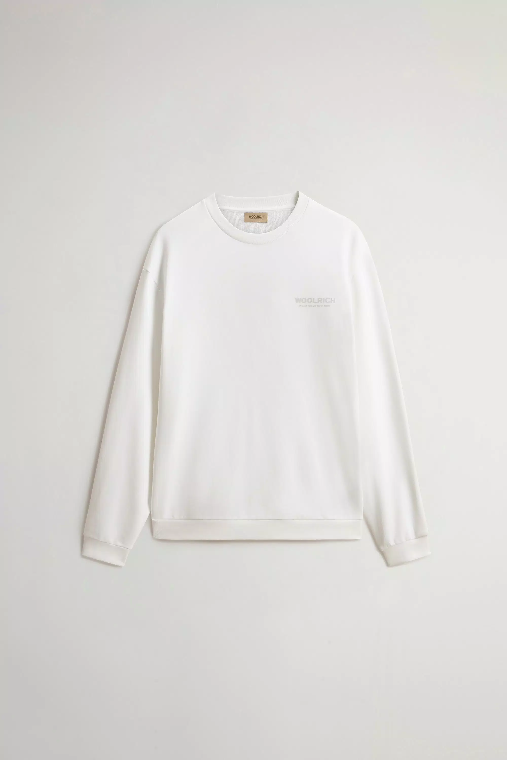 Sudadera con cuello redondo de algodón puro con logo macro en la espalda - Blanco Ártico