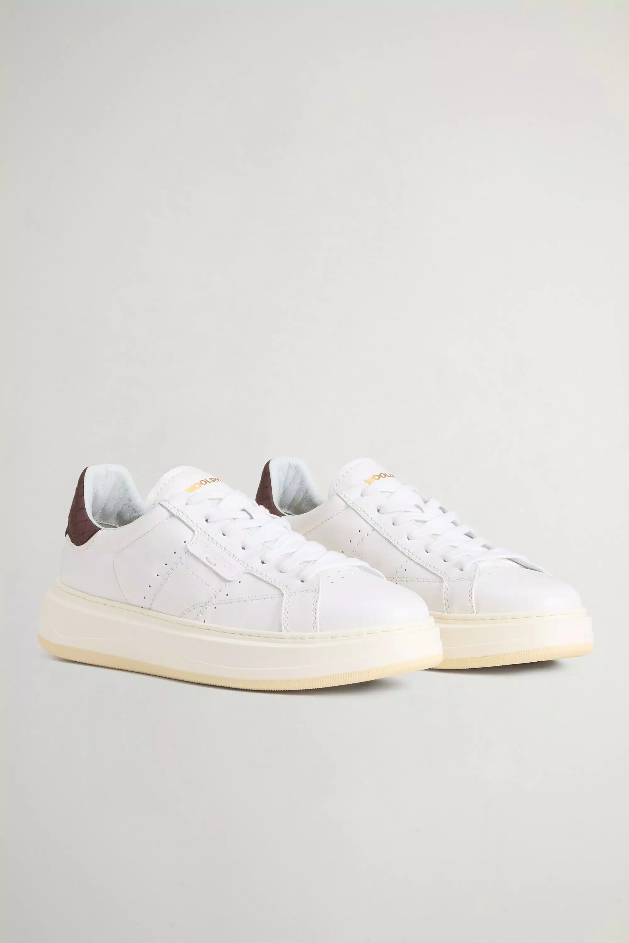 Zapatillas Arrow en cuero de ternera - Marrón oscuro blanco