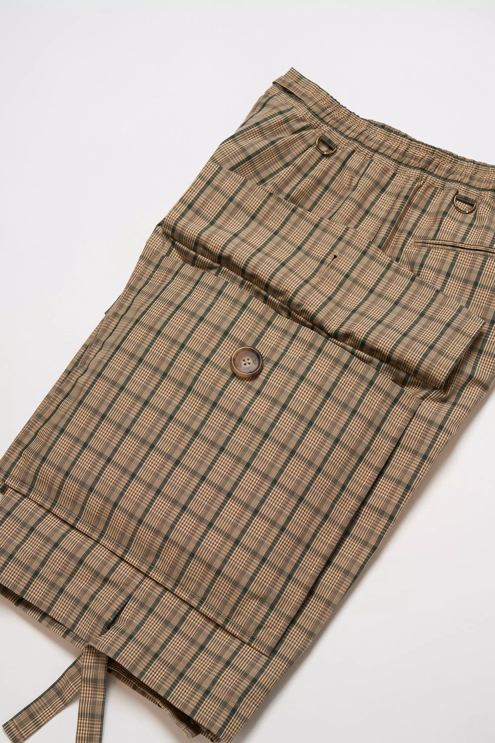 Pantalones cortos Madras de mezcla de algodón y nailon - Marrón