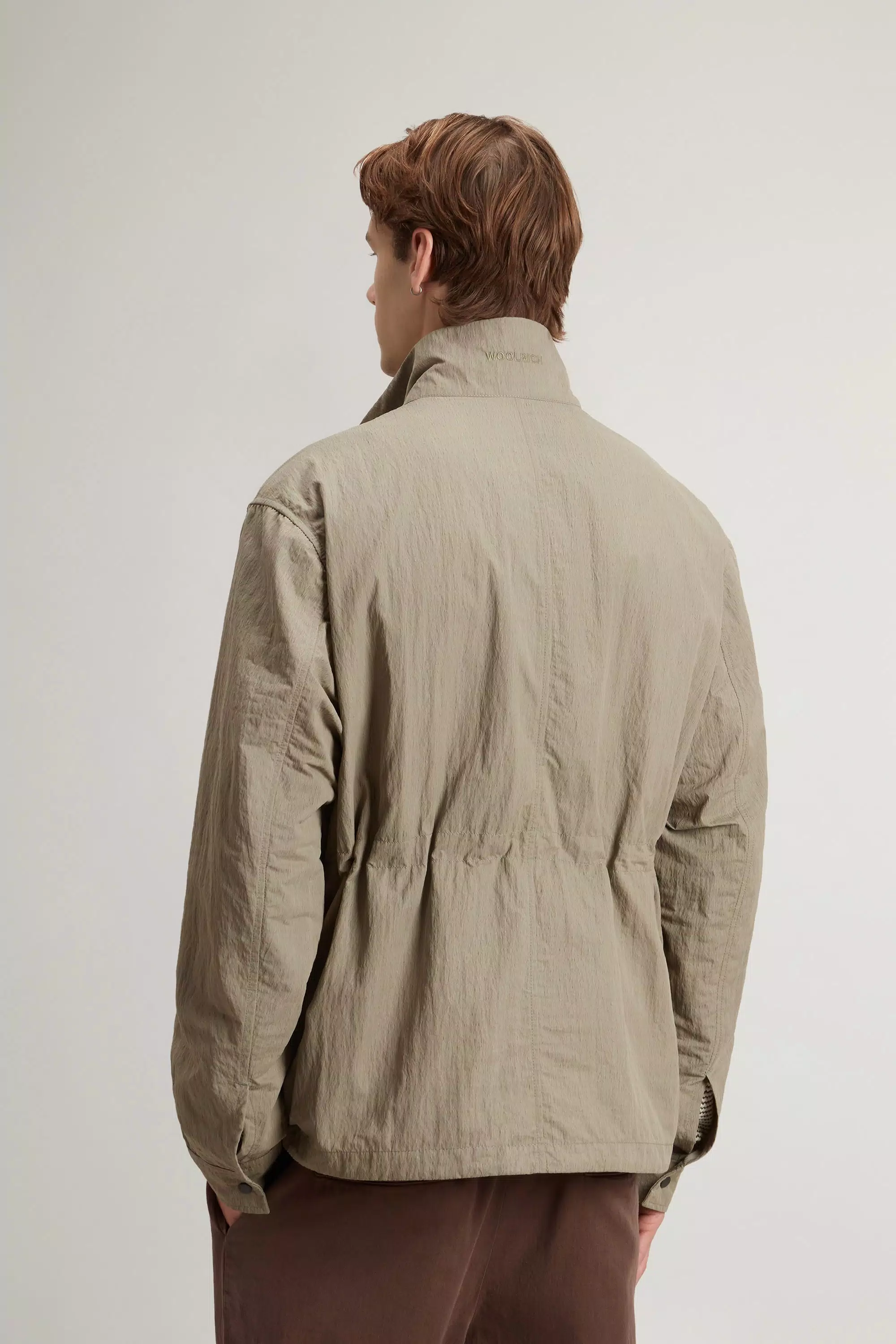 Chaqueta de Nylon Sueded Olmetex con Motivo Desgastado - Oliva Humo