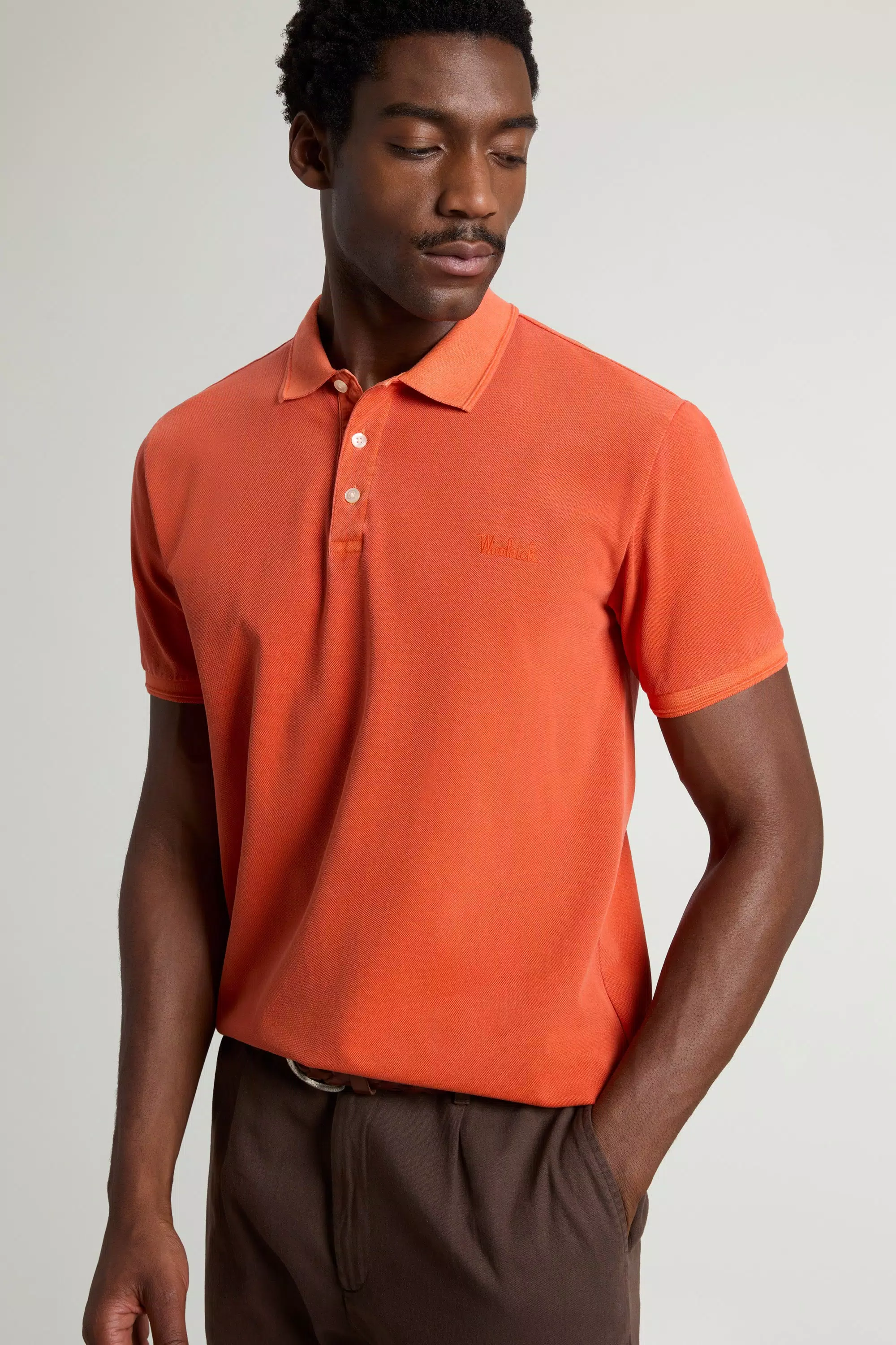 Camiseta de polos Mackinack teñida en algodón piqué elástico - Calabaza puré desvanecida