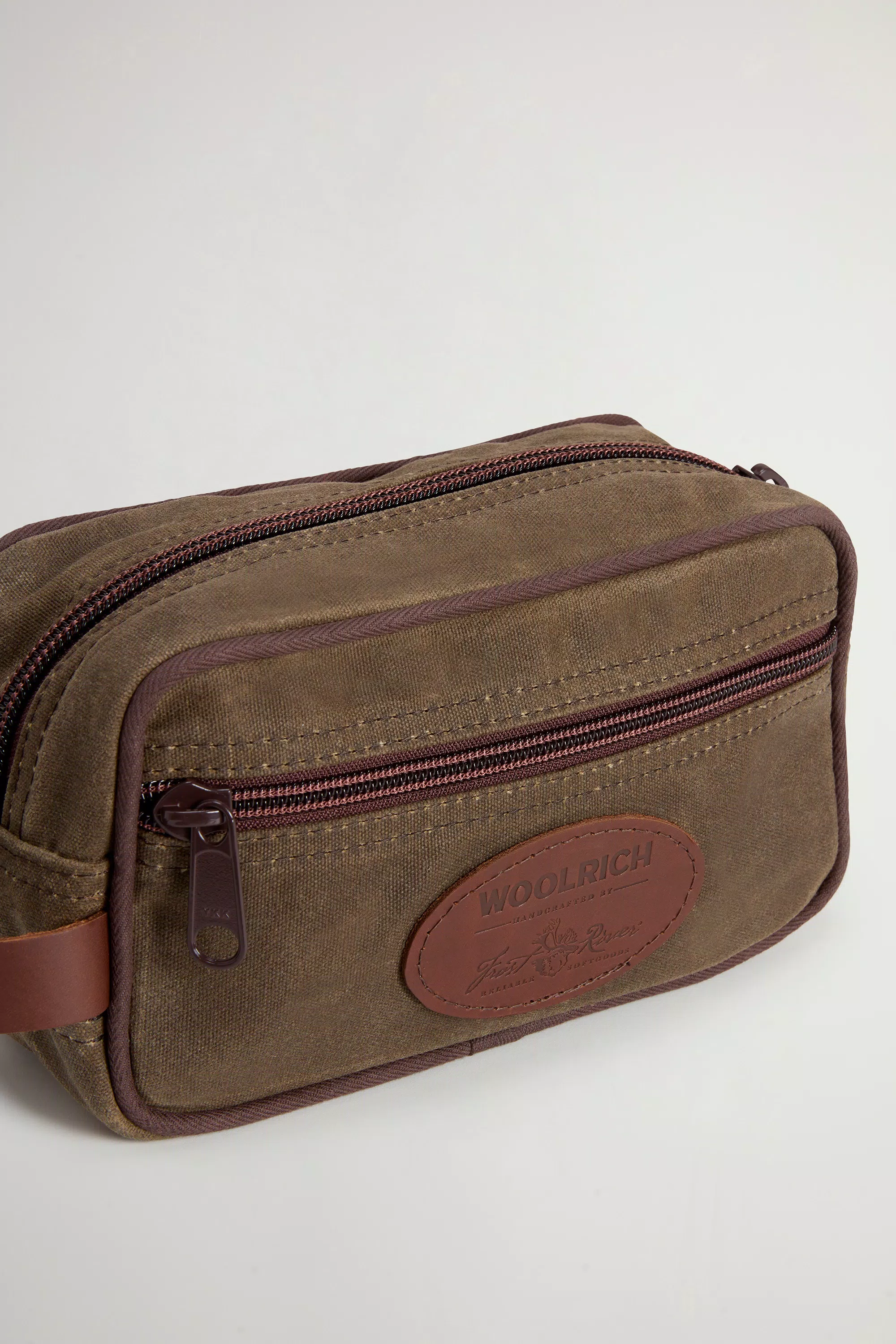 Estuche de belleza para viajes en algodón puro encerado - Hierba seca