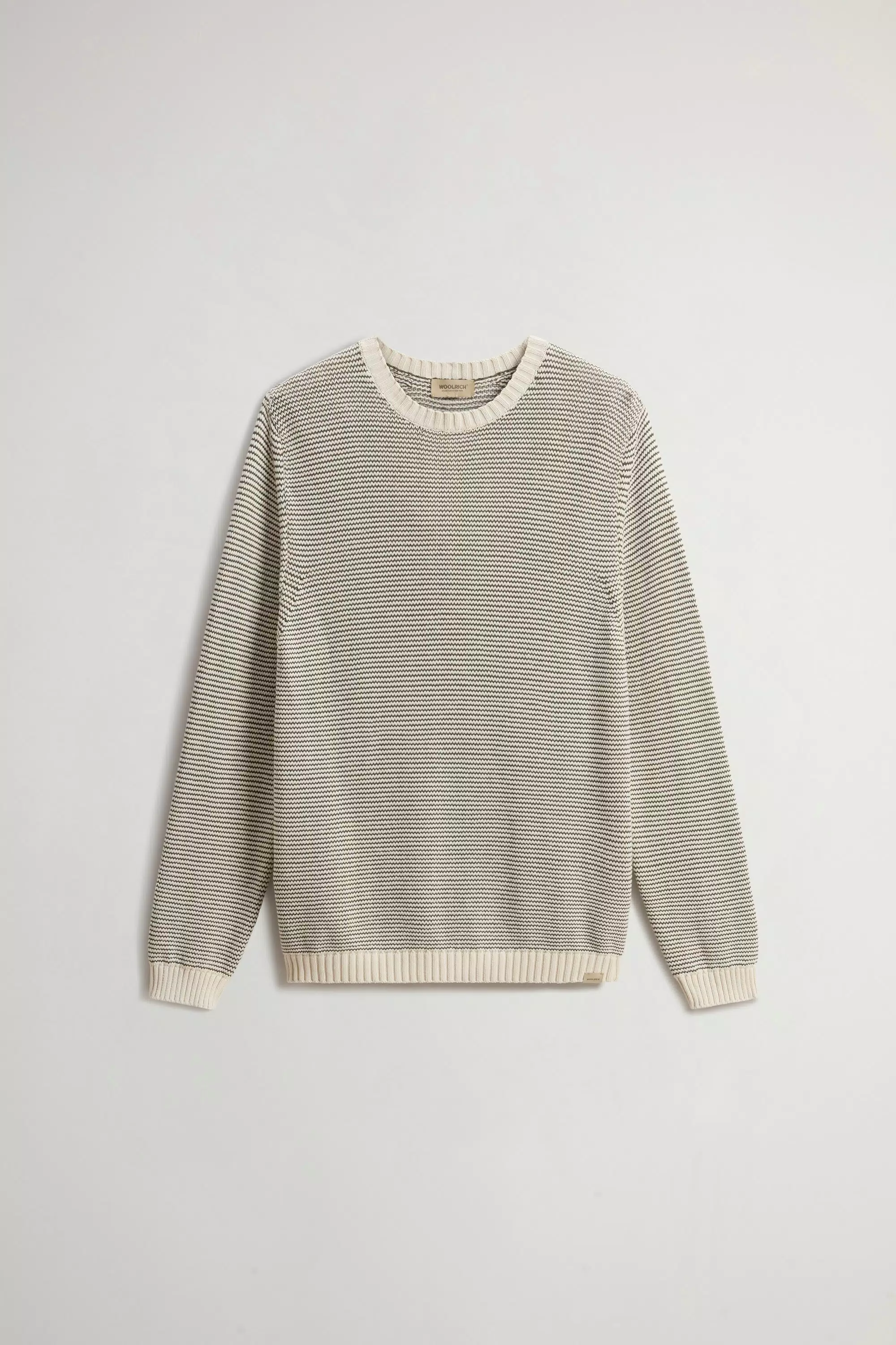 Sudadera con cuello redondo de rayas en mezcla de algodón - Rayas de crema lechosa