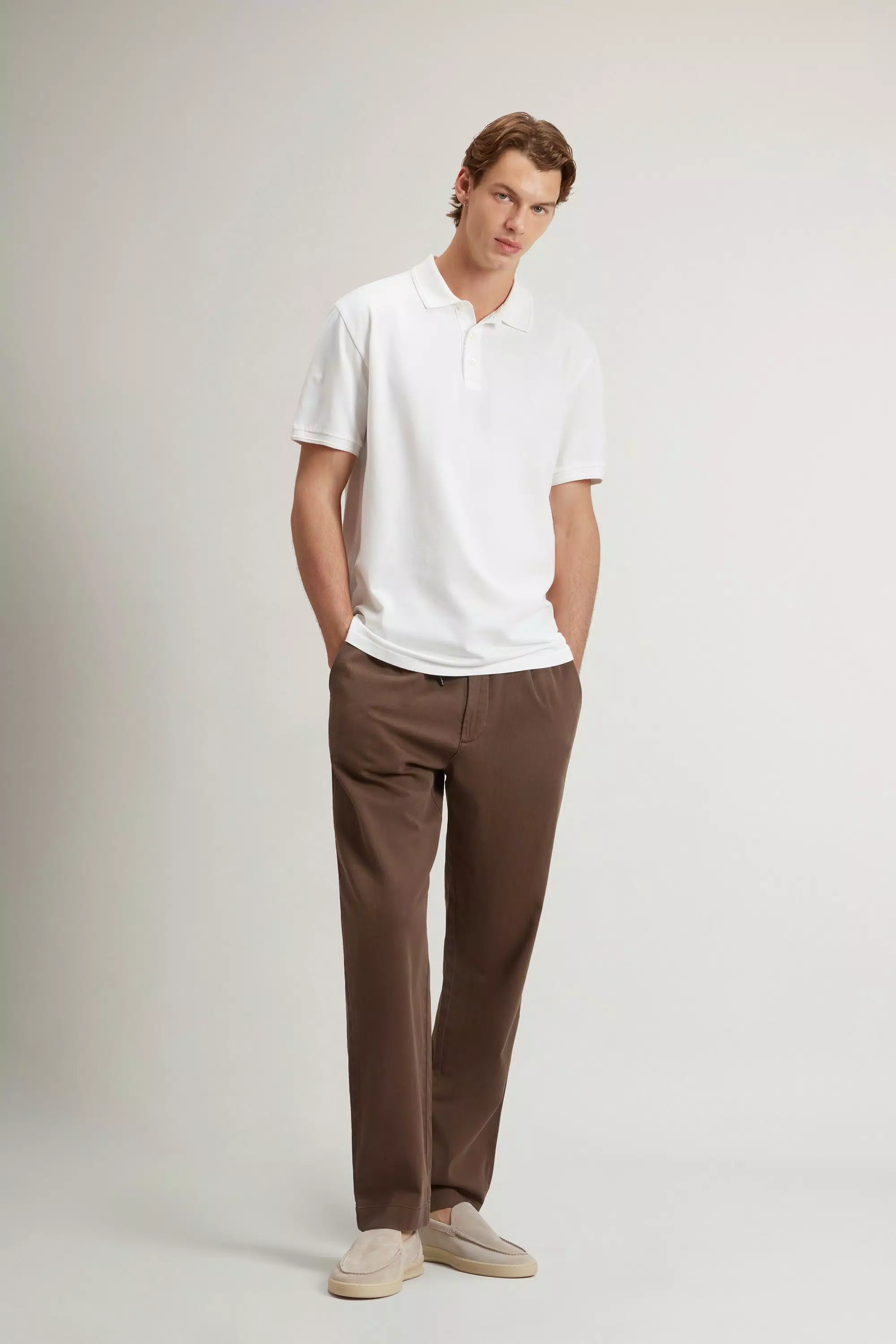 Camiseta de polos Mackinack teñida en algodón piqué elástico - Blanco ártico desvanecido