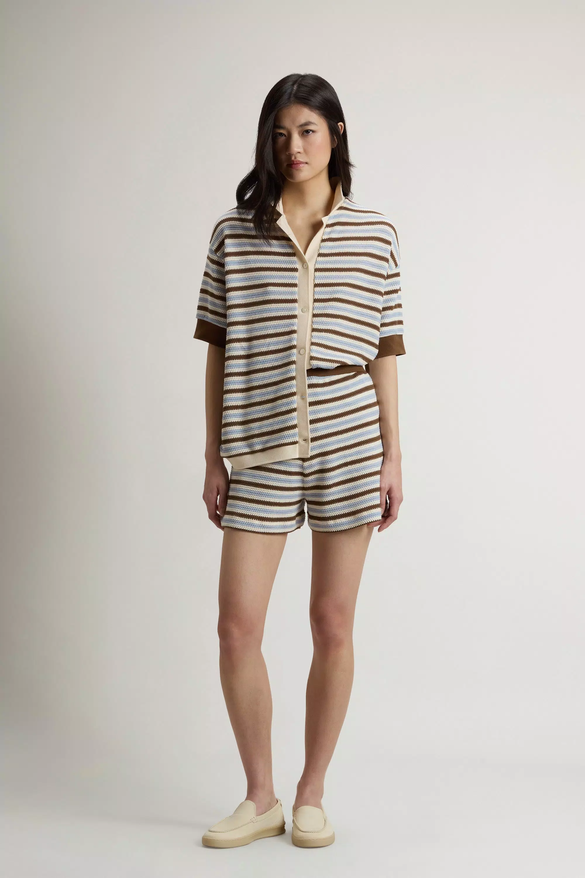 Camisa de mezcla de algodón con estampado de rayas - Rayas de bellota