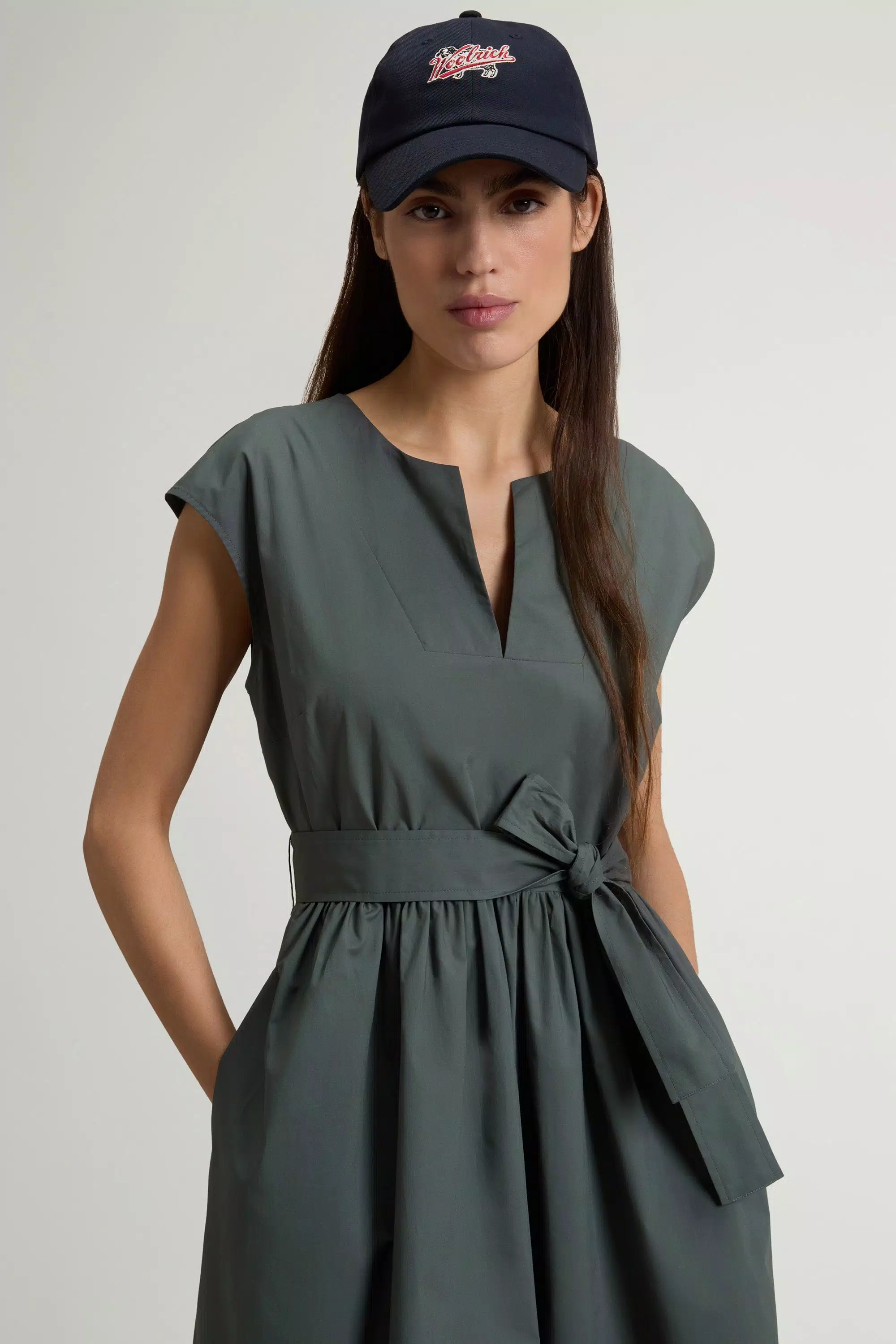 Vestido de popelín de algodón puro con cinturón - Velos de bosque