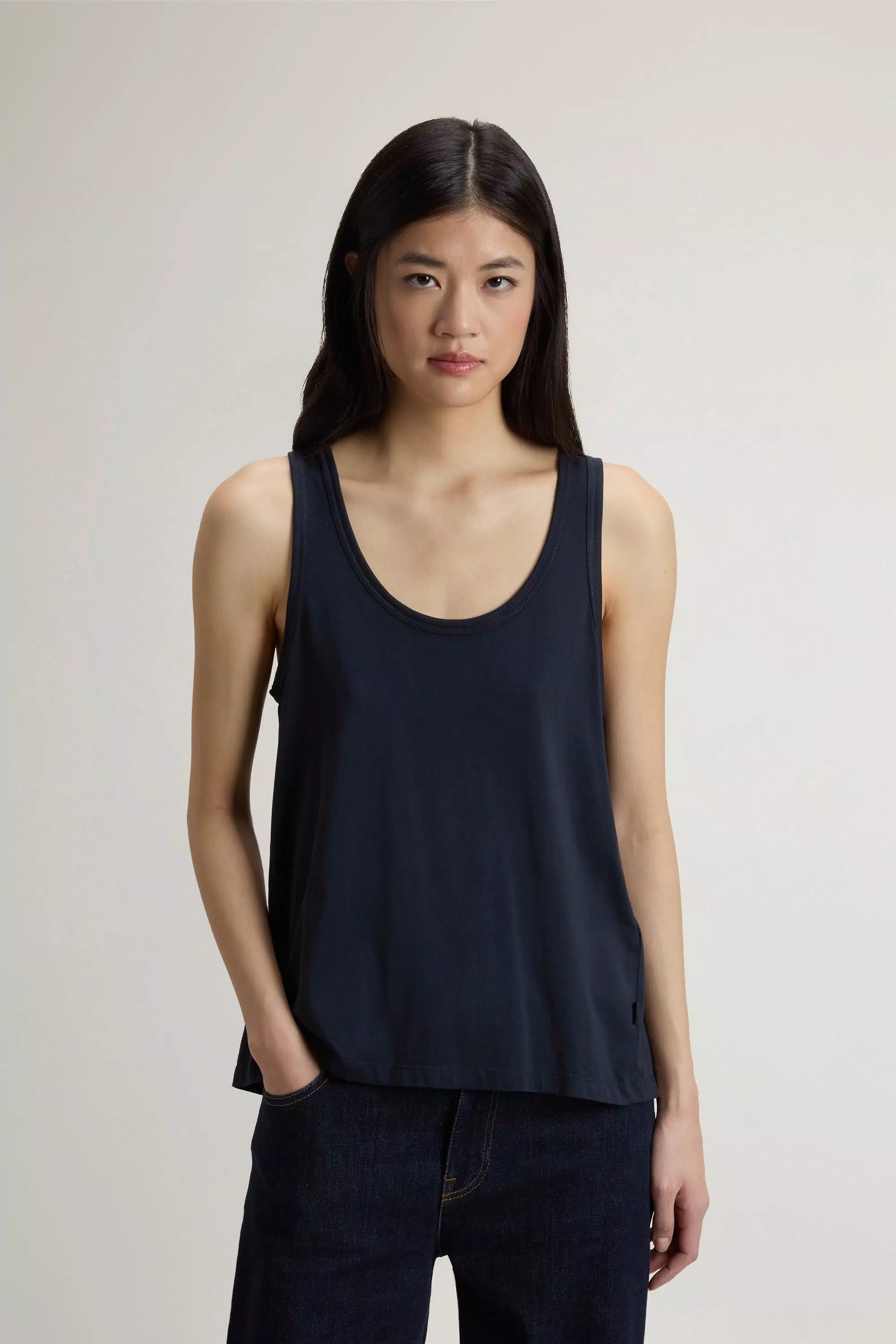 Camiseta de mezcla de algodón y modal - Azul Melton