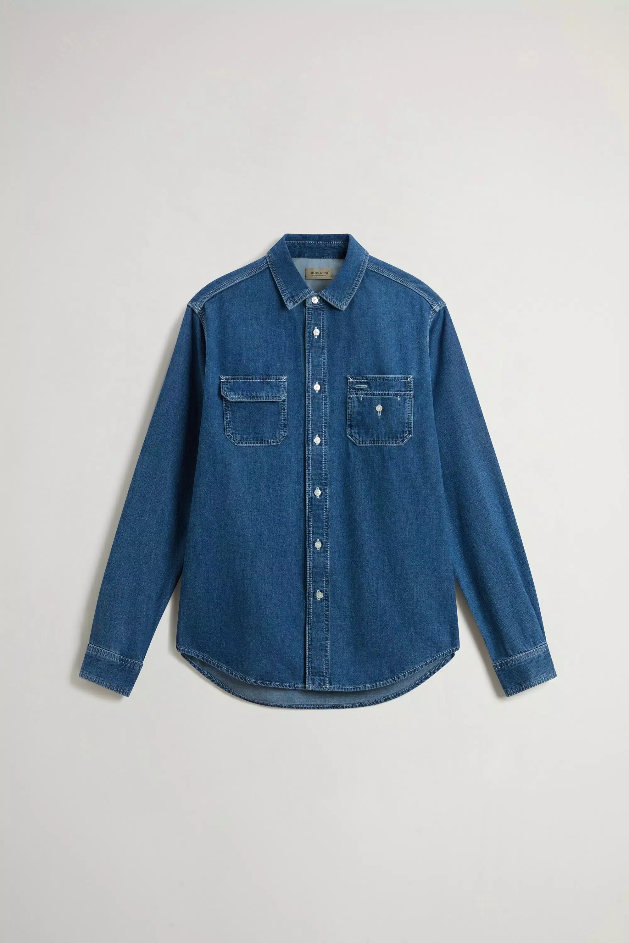 Camisa de denim de algodón puro ligero - Azul índigo medio