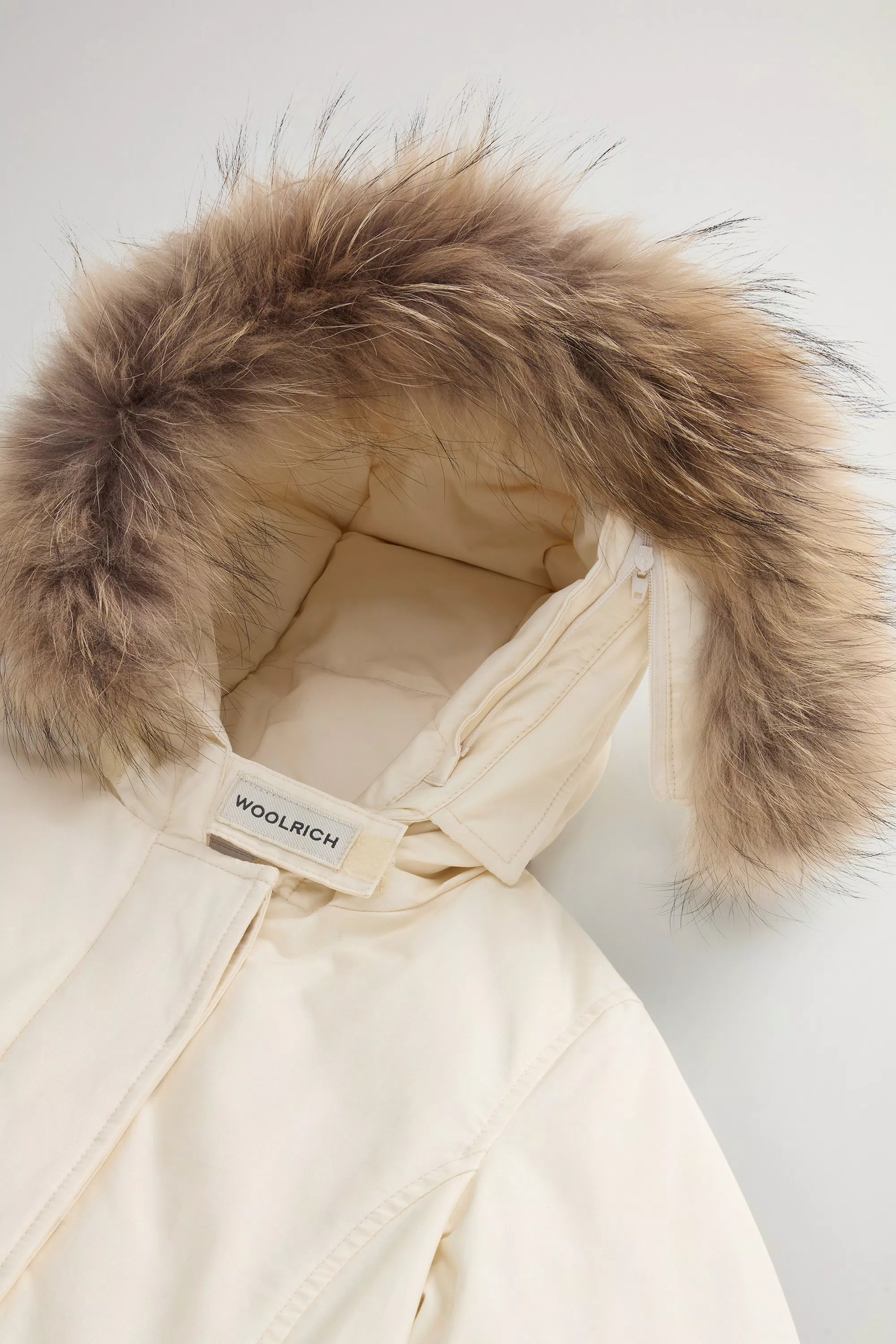 Parka de niña con borde de piel desmontable - Crema leche