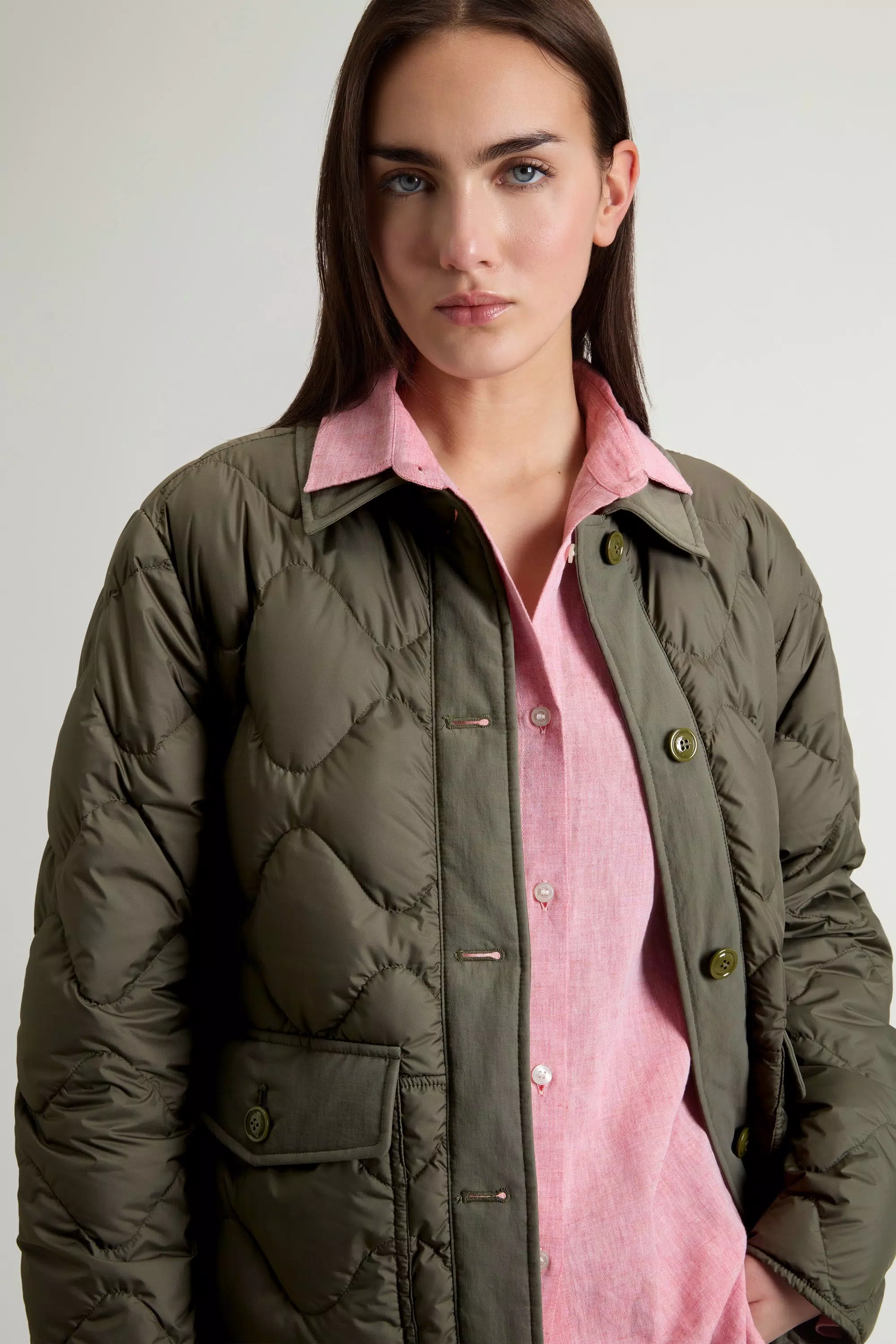 Chaqueta Heritage de Microfibra Estampada - Verde Oscuro