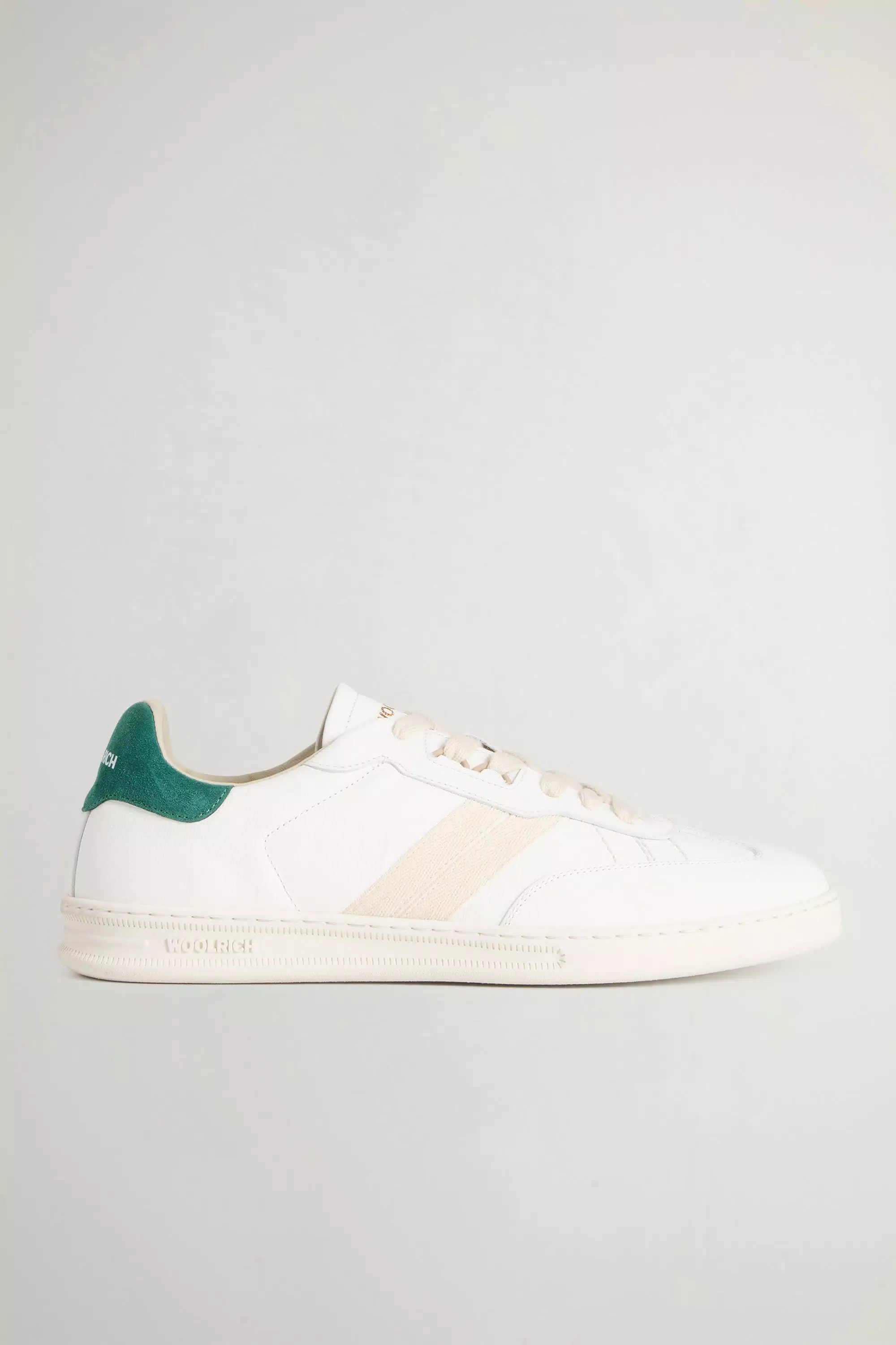 Zapatillas de Tenis Doubleu en Cuero de Becerro con Detalles de Gamuza - Blanco