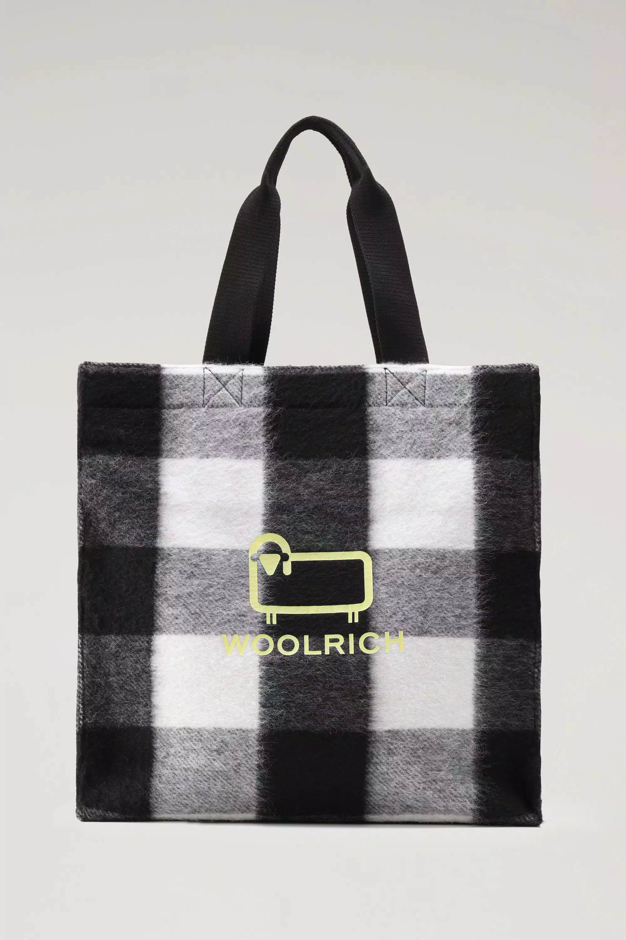 Bolsa Tote de Lana Americana con Estampado de Cuadros de Buffalo - Blanco Buffalo