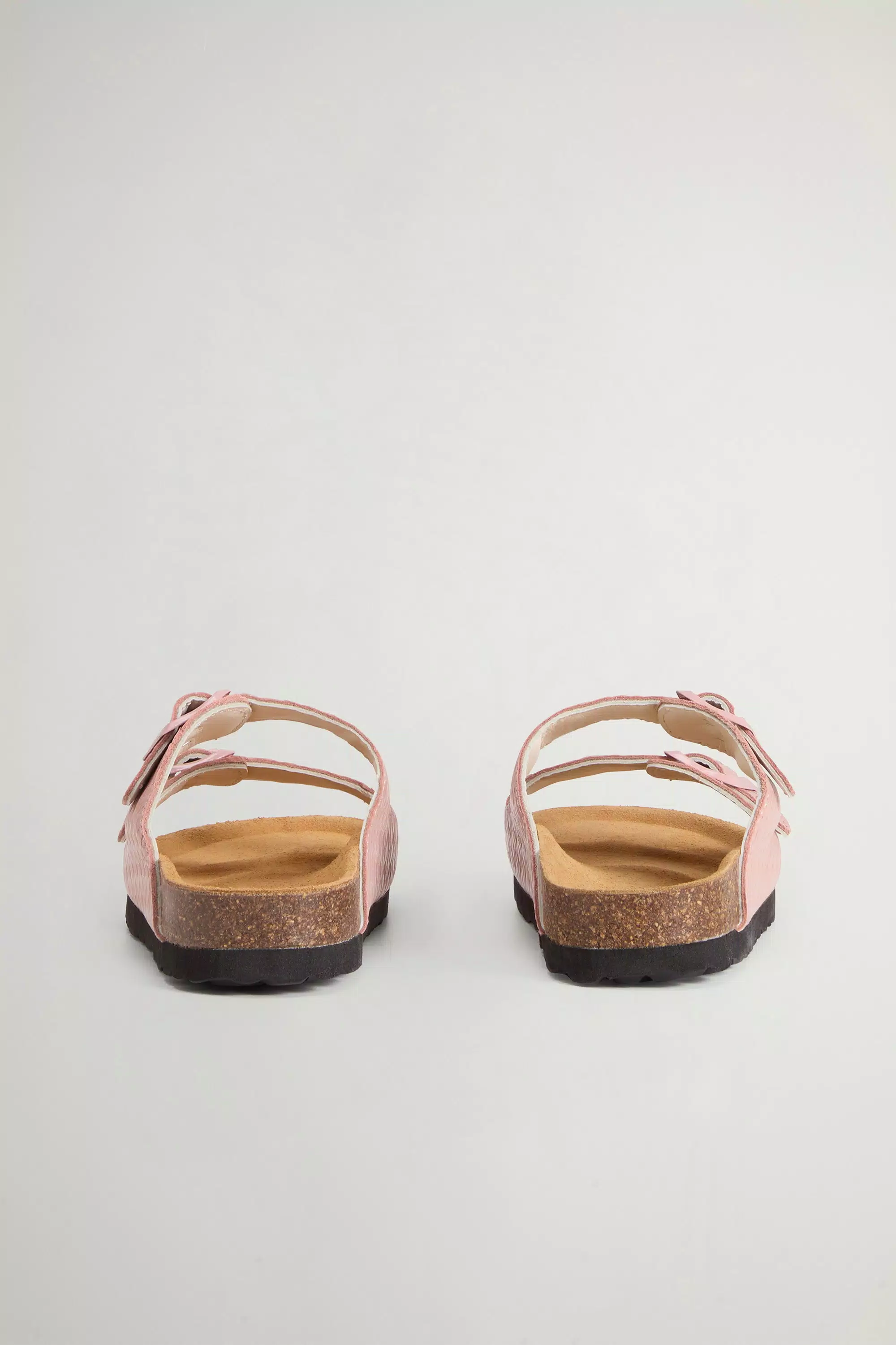 Sandalias de cuero estampado con hebillas - Rosa