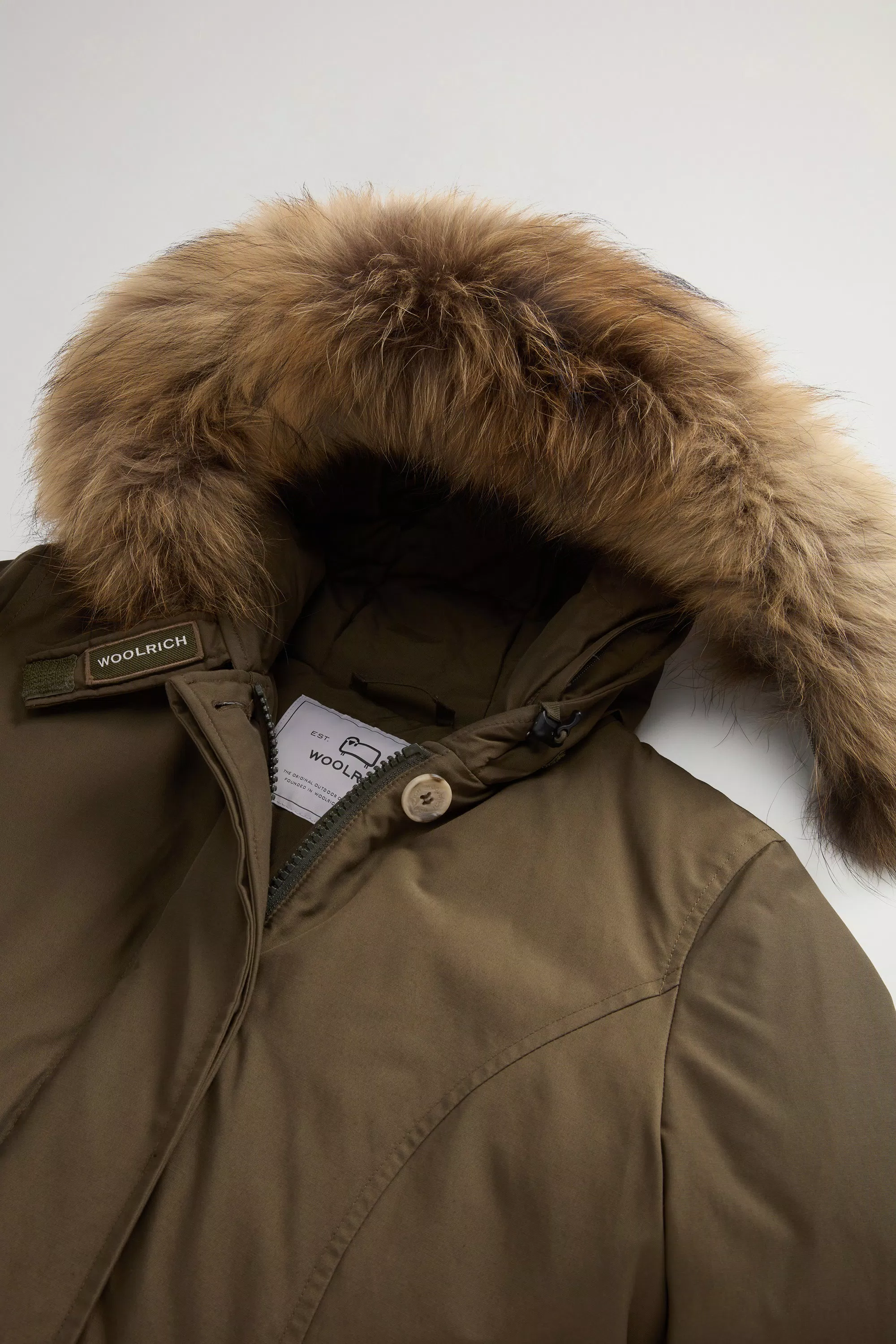 Parka Ártica en Tela Ramar con Borde de Pelo Desmontable - Verde Oscuro