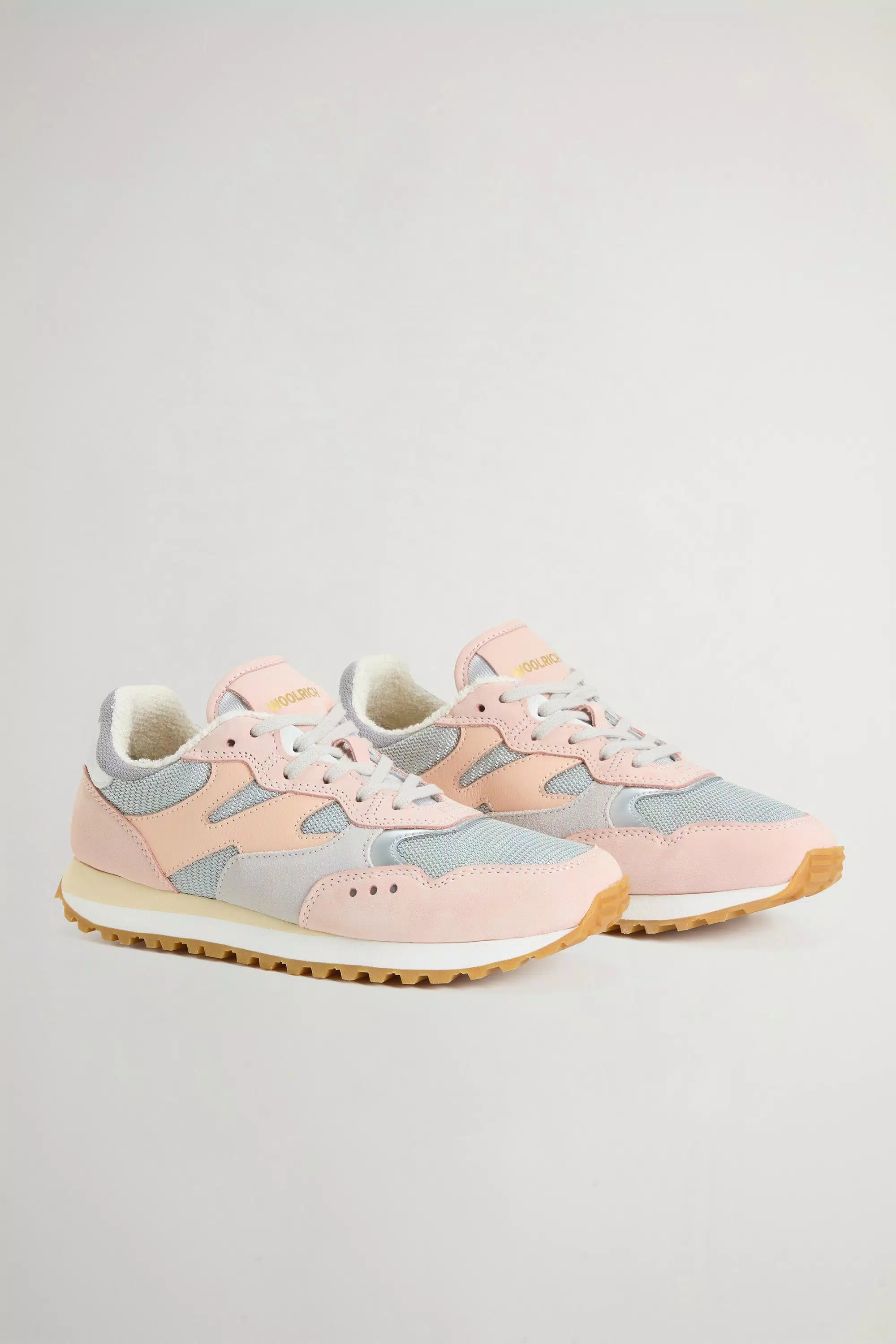 Zapatillas de Grava en Nylon con Insertos de Cuero y Suela de Tela - Gris Rosado