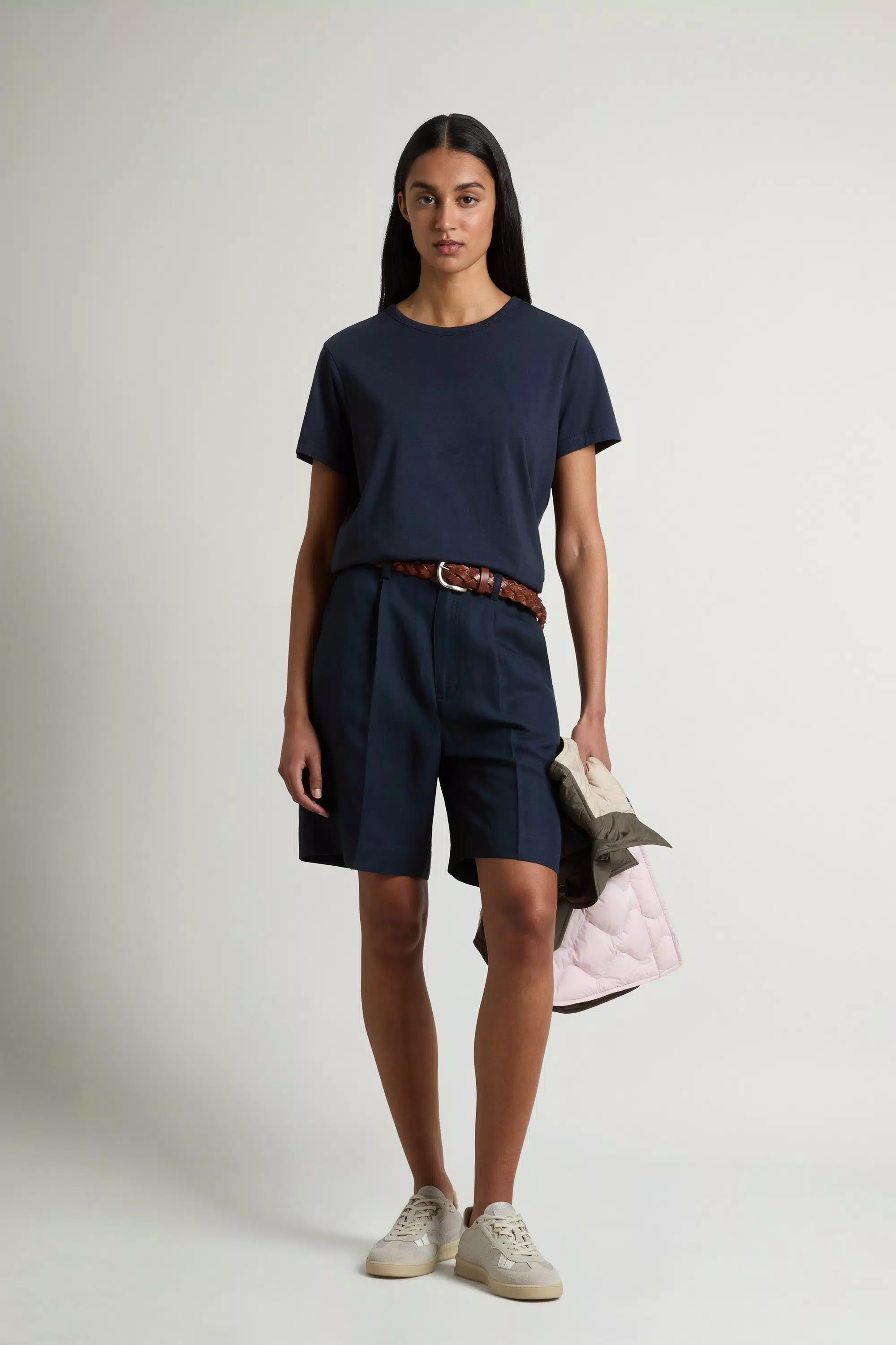 Camiseta de Lujo en Mezcla de Algodón - Azul Melton