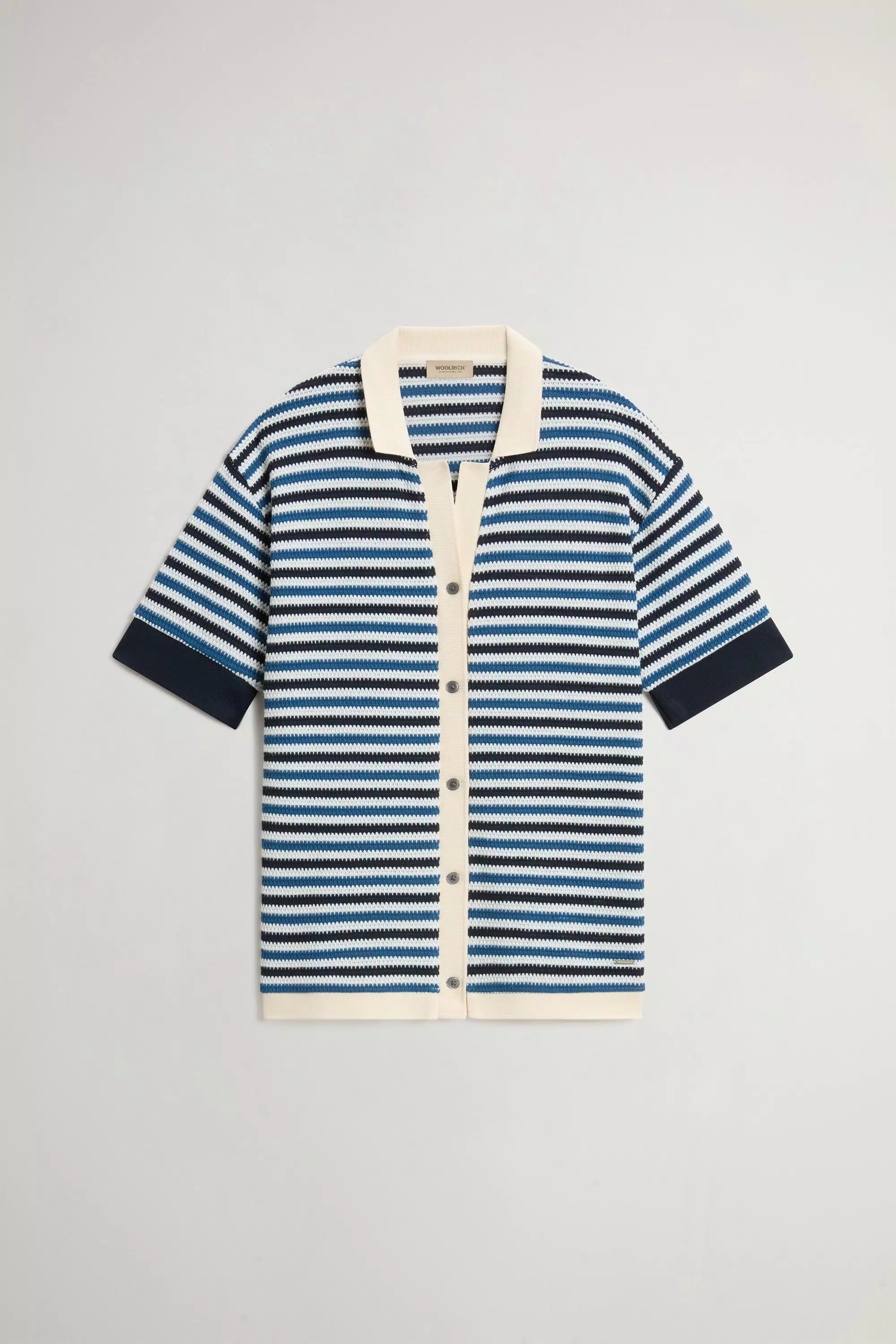 Camisa de mezcla de algodón con rayas - Rayas azul Melton