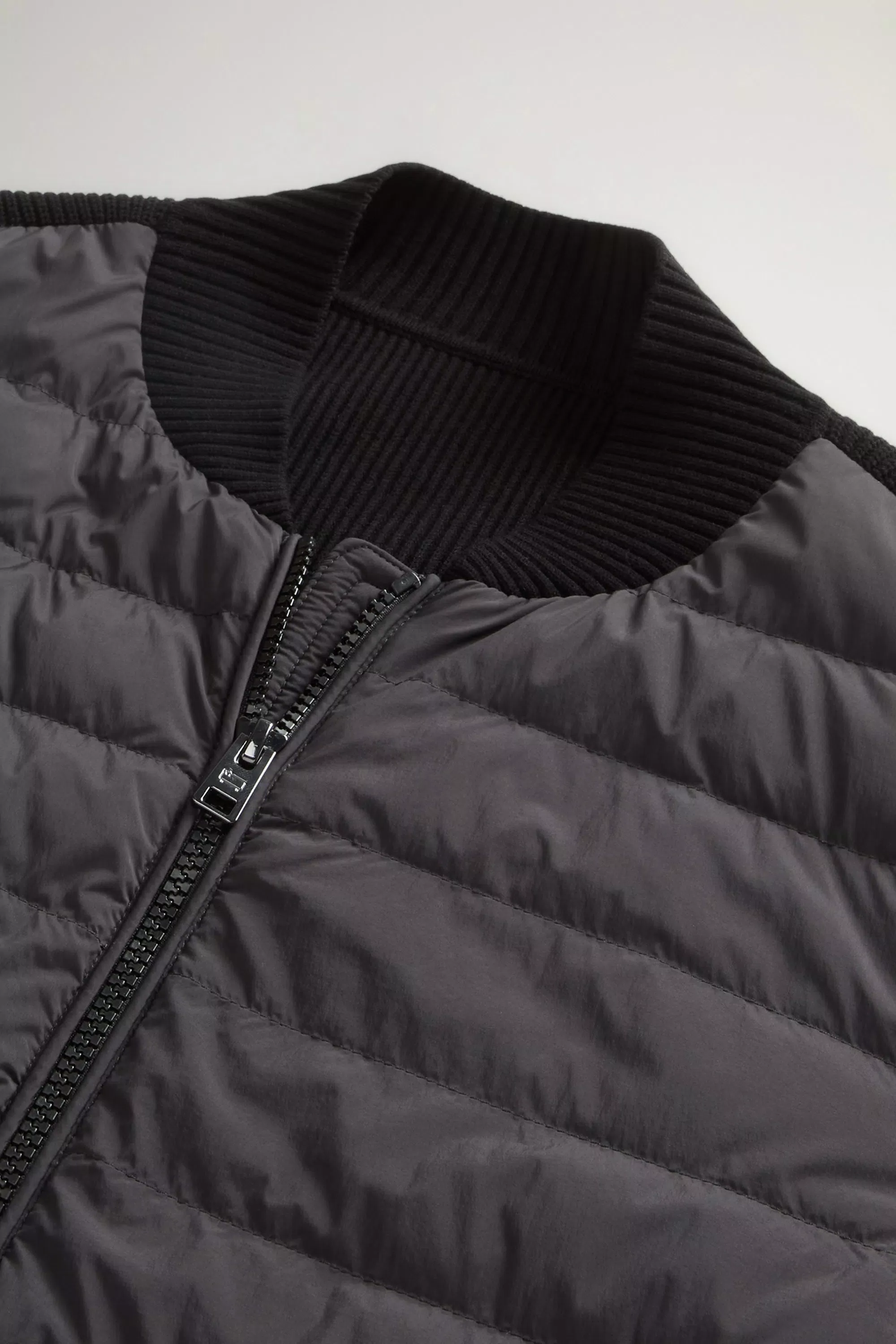 Chaqueta bomber híbrida de nailon - Negro desgastado
