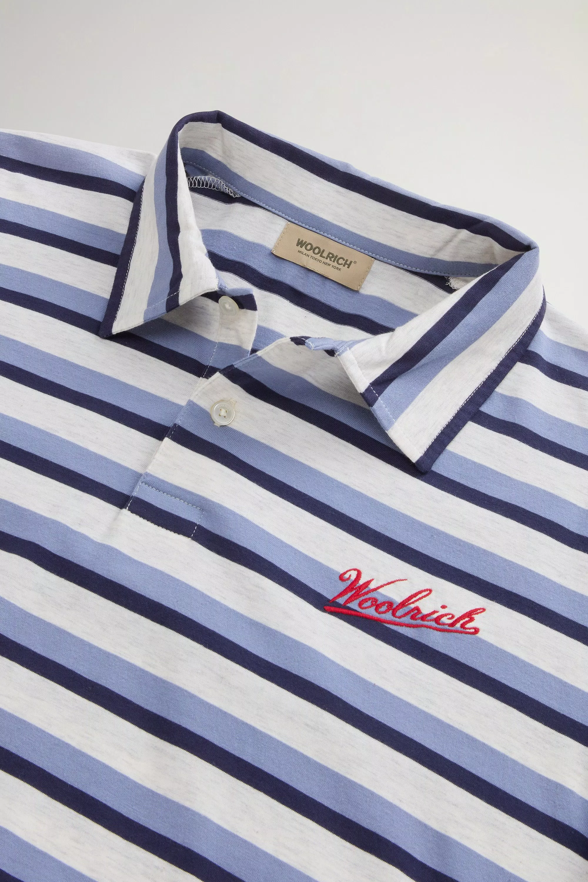 Camiseta de Polo en Piqué de Algodón Melange - Rayas Azules