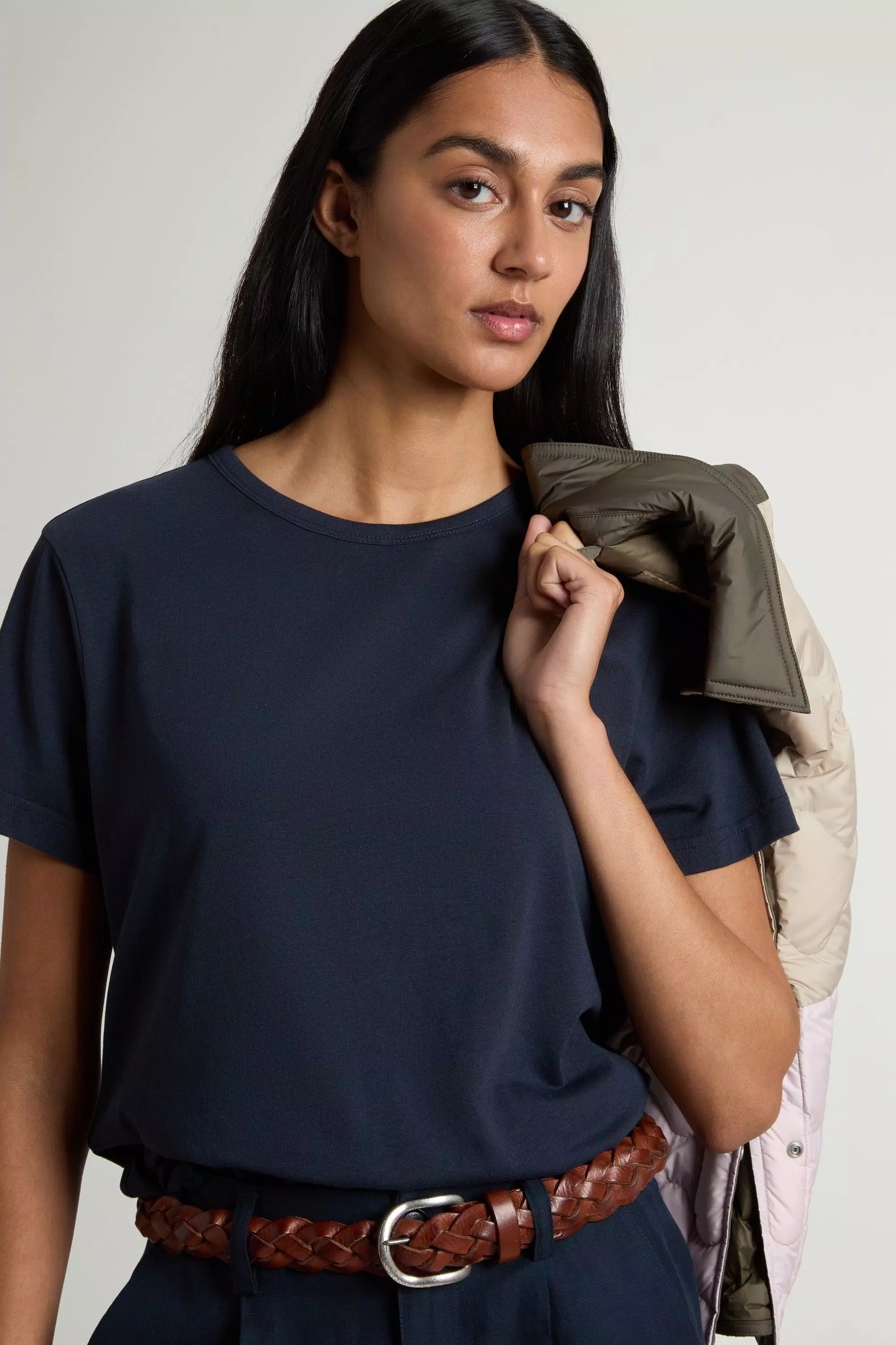 Camiseta de Lujo en Mezcla de Algodón - Azul Melton