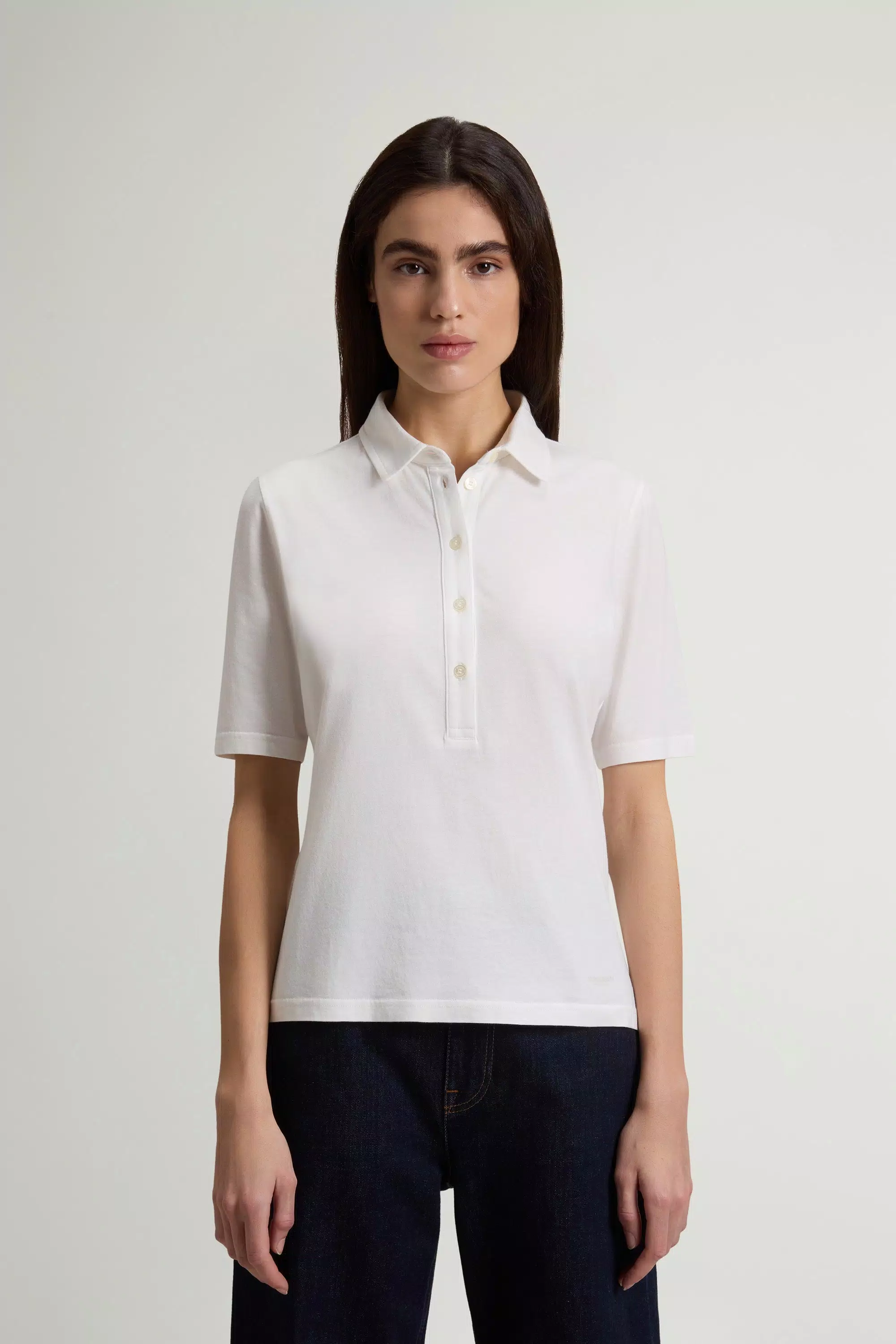 Camiseta de polos de lujo en mezcla de algodón y modal - Blanco ártico