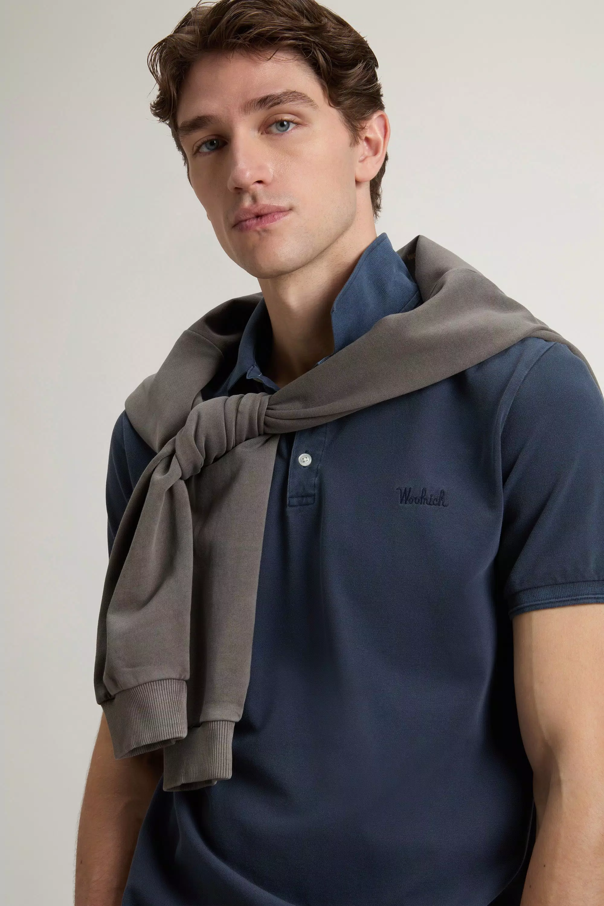 Camiseta de polos Mackinack teñida en algodón elástico piqué - Azul Melton desgastado