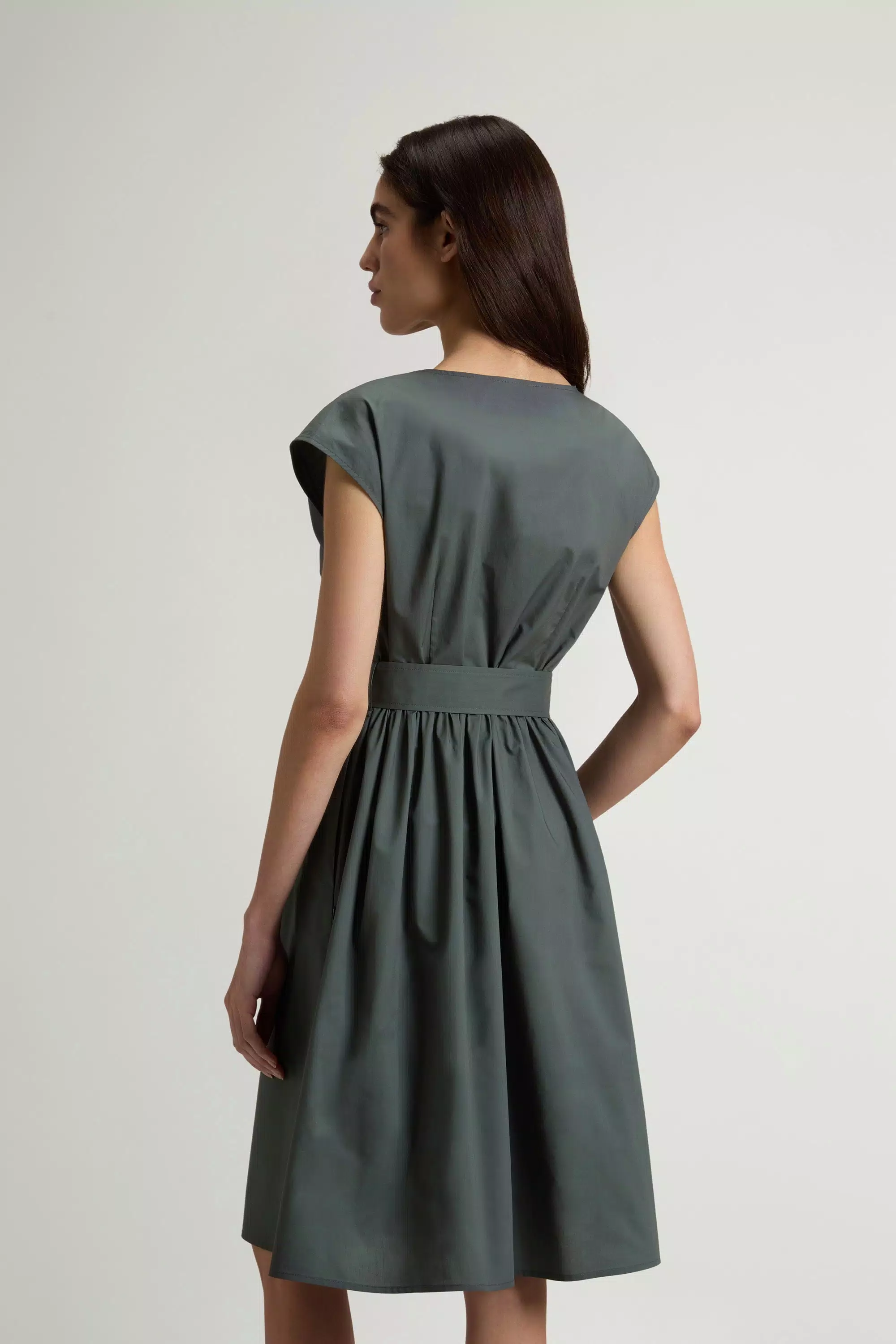 Vestido de popelín de algodón puro con cinturón - Velos de bosque