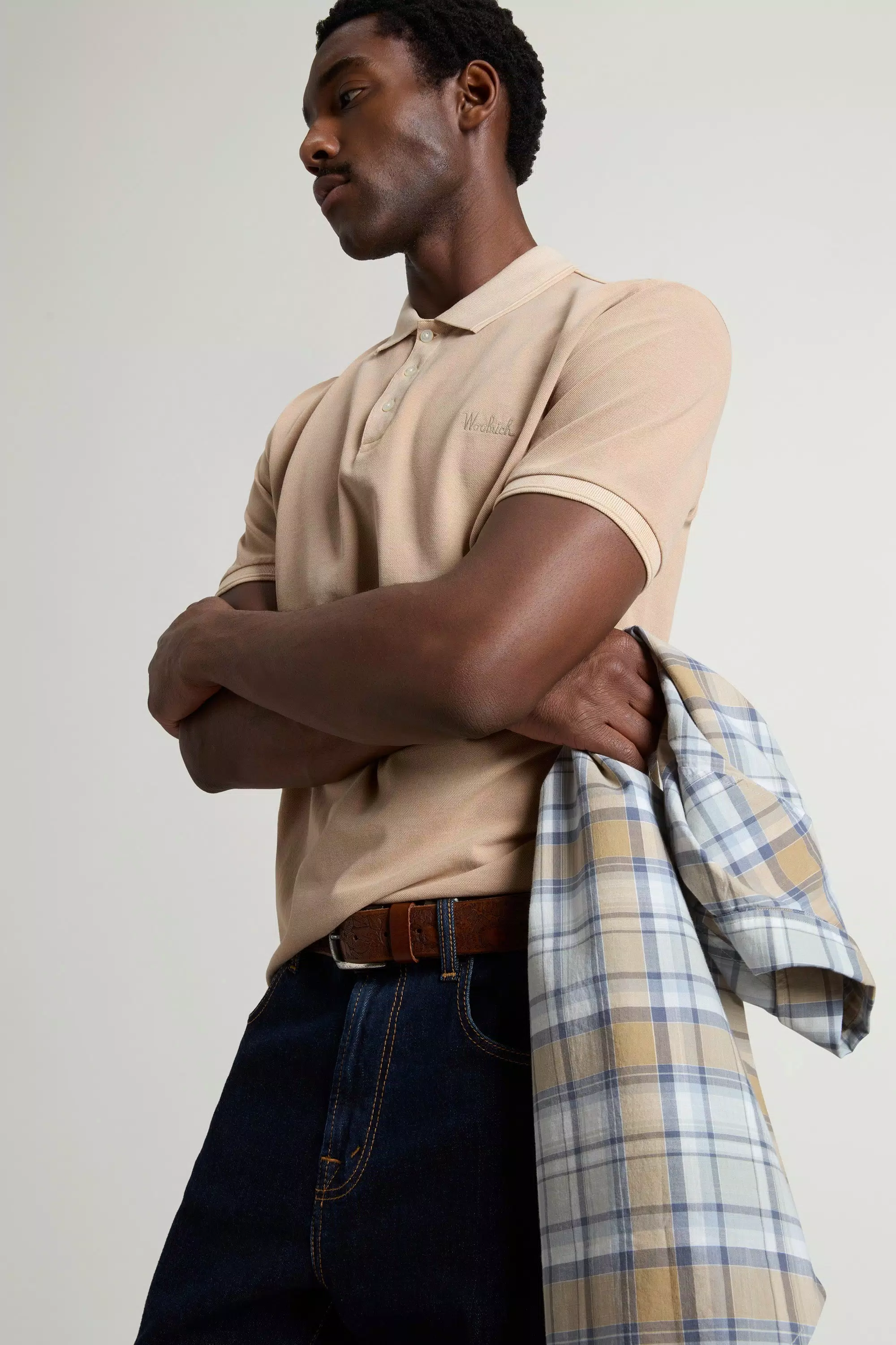 Camiseta de polos Mackinack teñida en algodón piqué elástico - Travertino desgastado