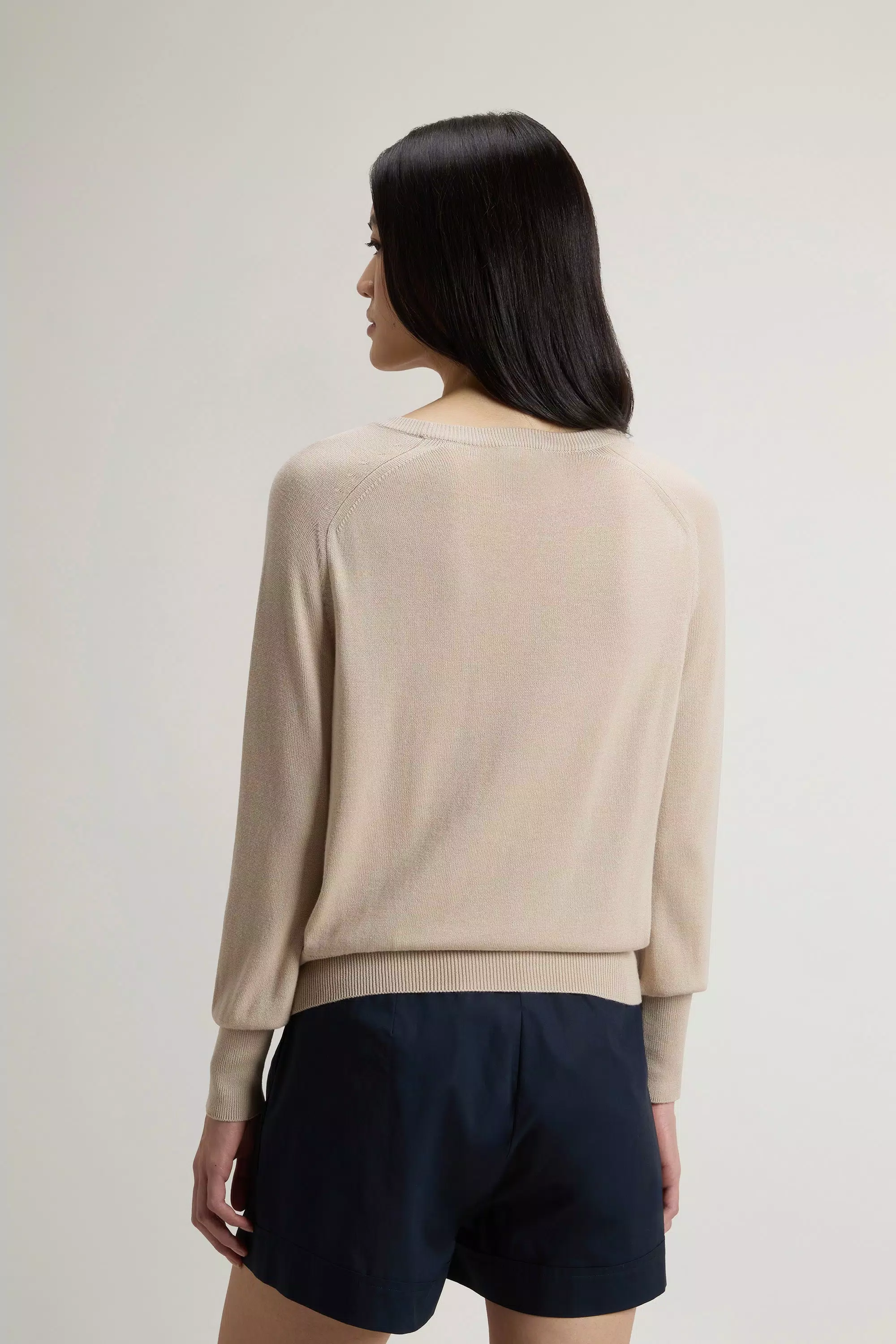 Sudadera con cuello redondo de mezcla de algodón - Blanco Pimienta