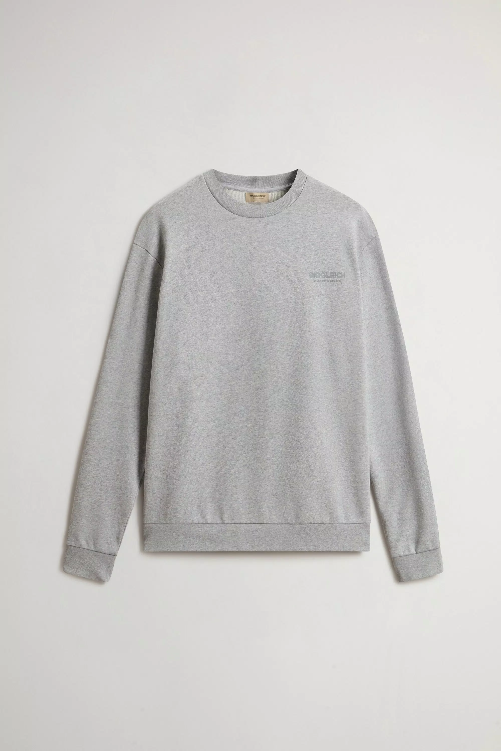 Sudadera con cuello redondo de algodón puro con logotipo macro en la espalda - Gris medio melange
