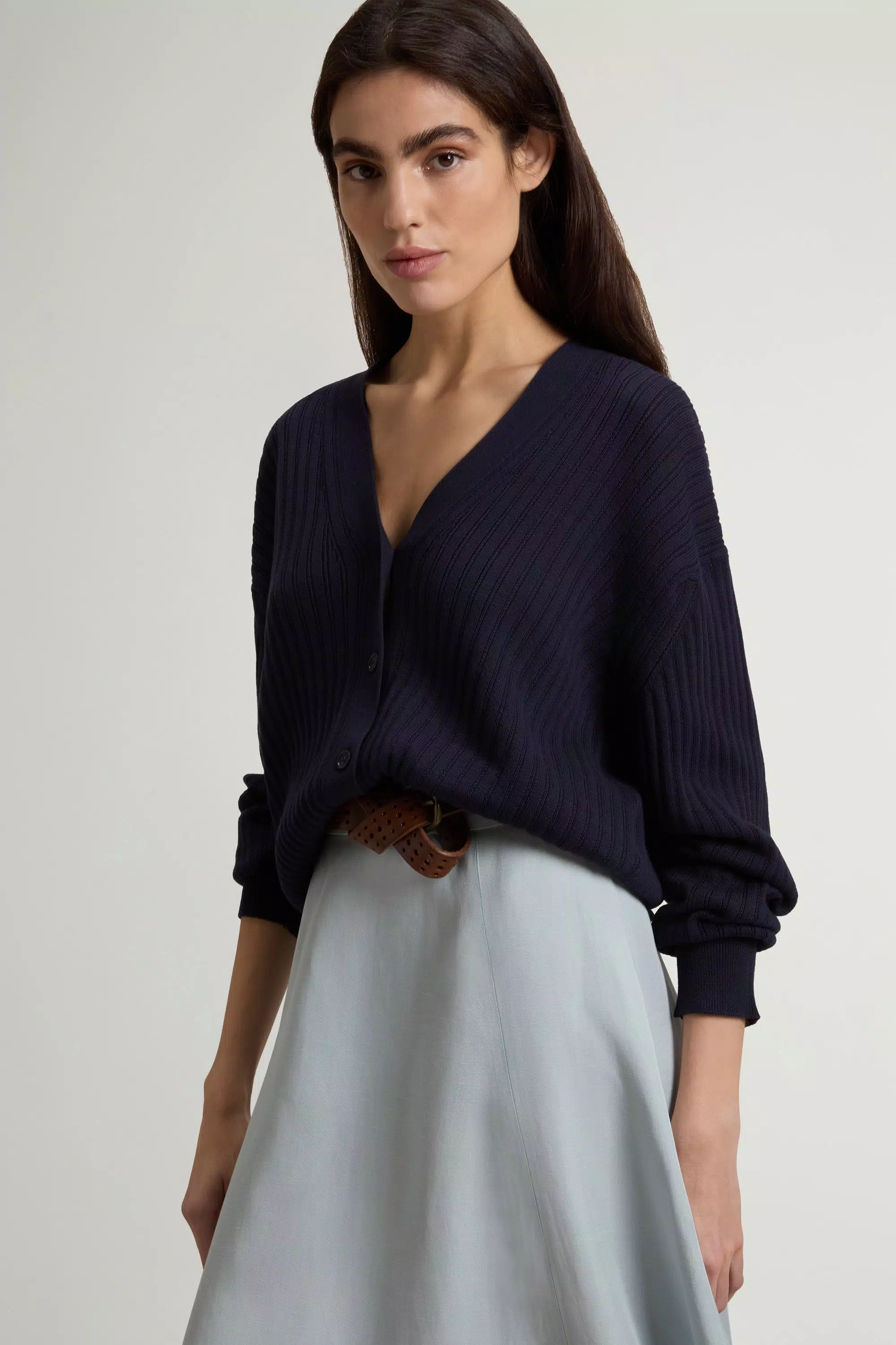 Cardigan de Algodón Puro - Azul Melton