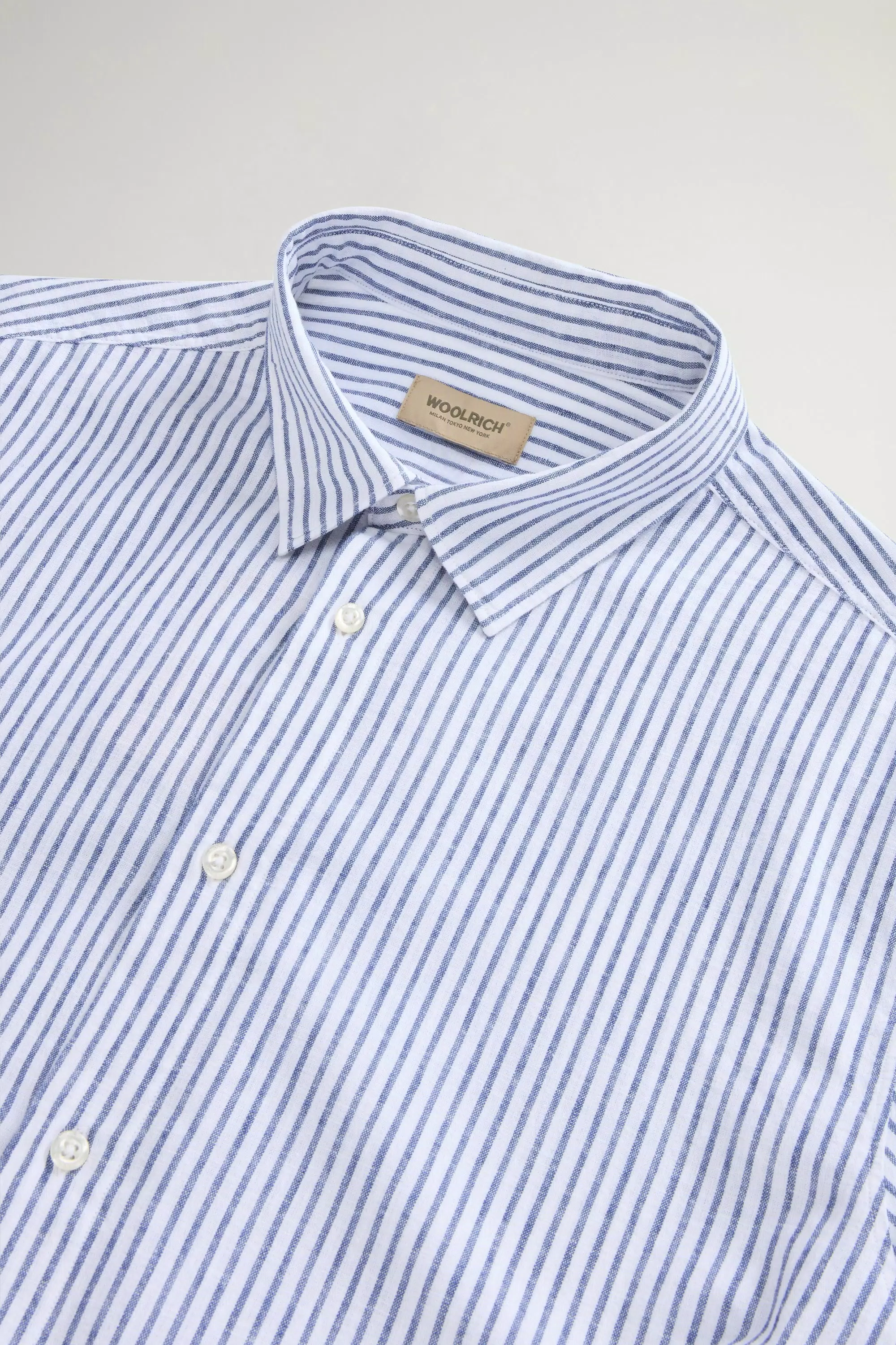 Camisa de mezcla de algodón y lino - Rayas azules