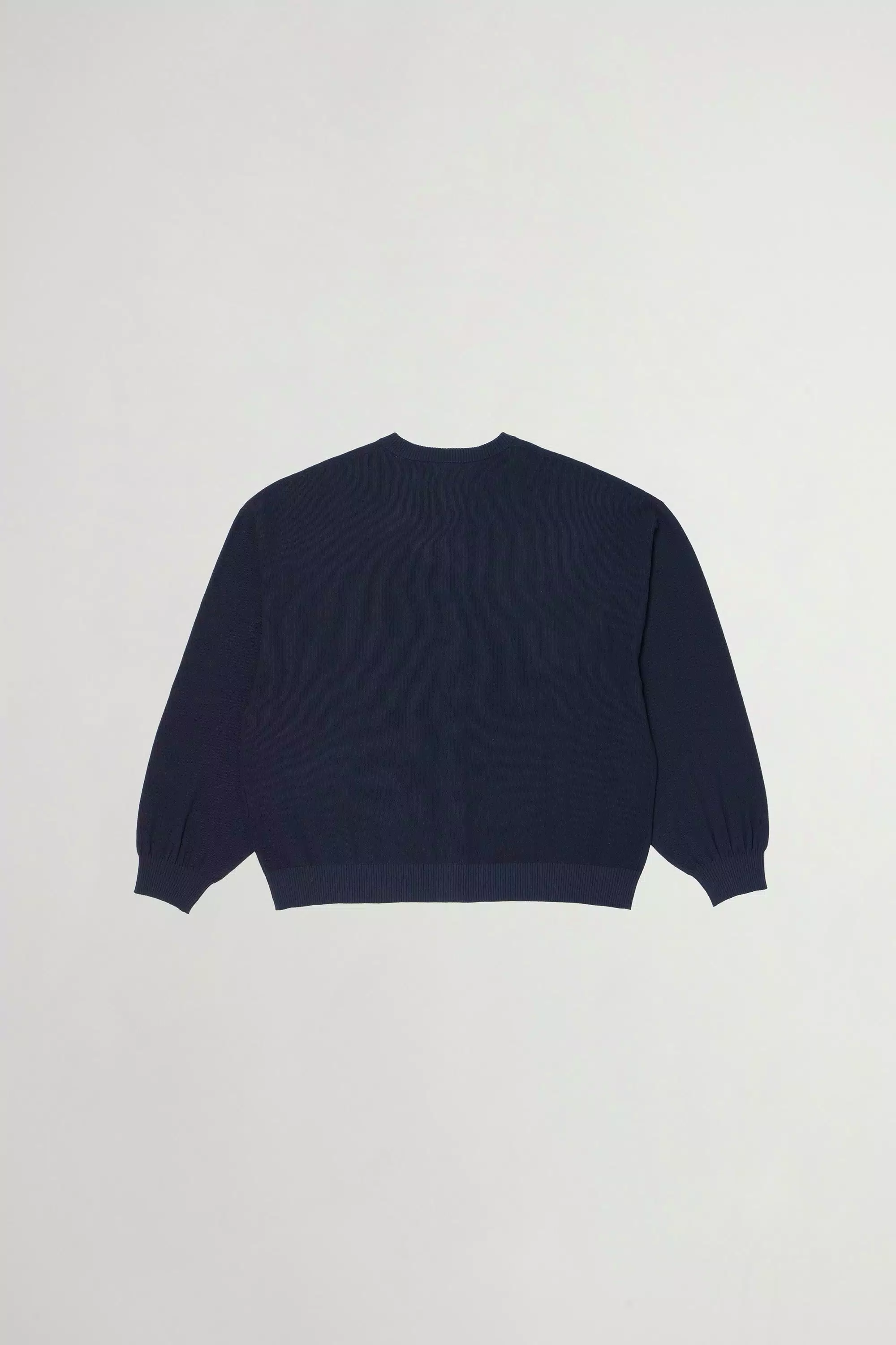 Cardigan de cuello redondo en piqué de algodón puro - Azul marino