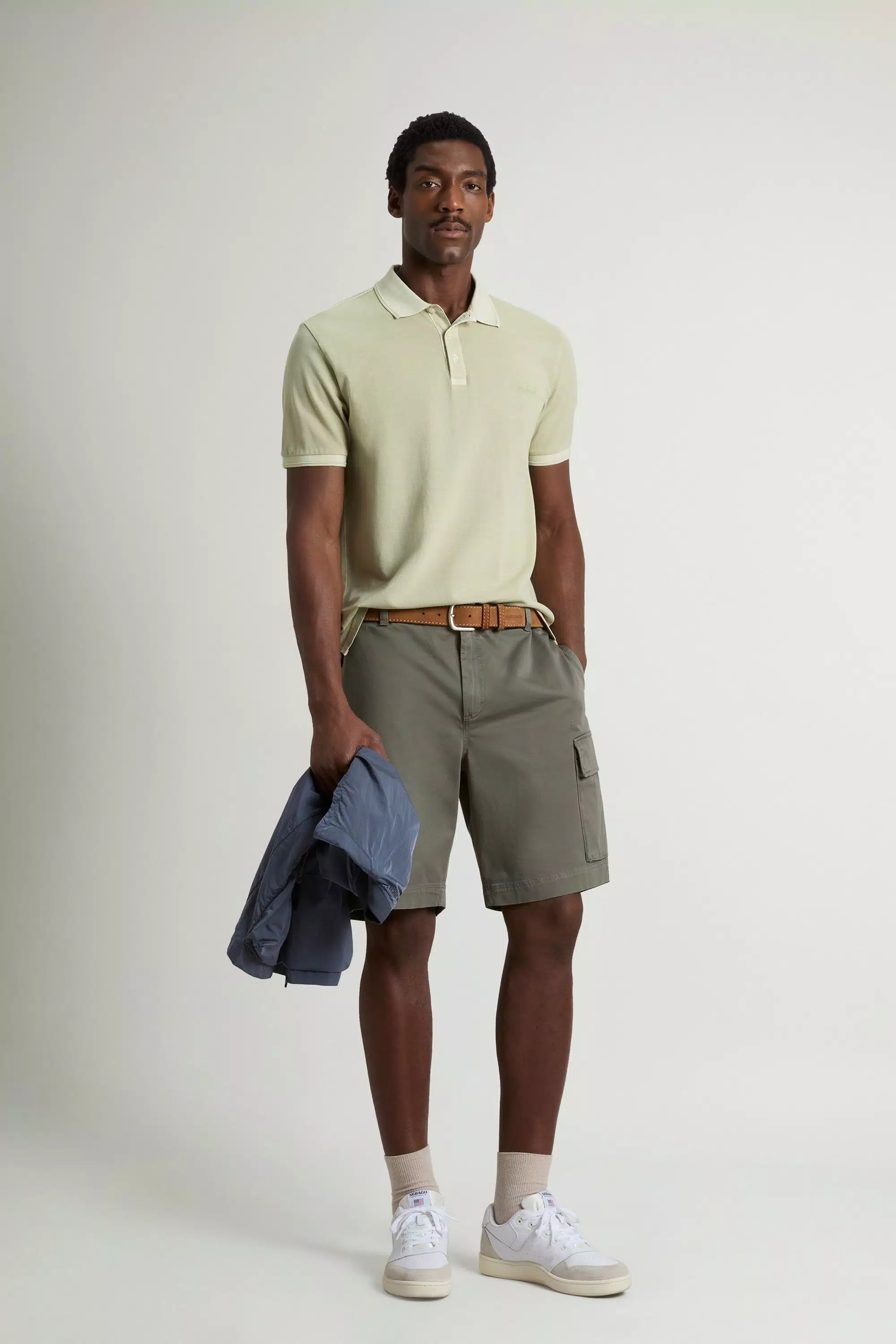 Camiseta de polos Mackinack de algodón elástico piqué teñido en prenda - Lint desgastado