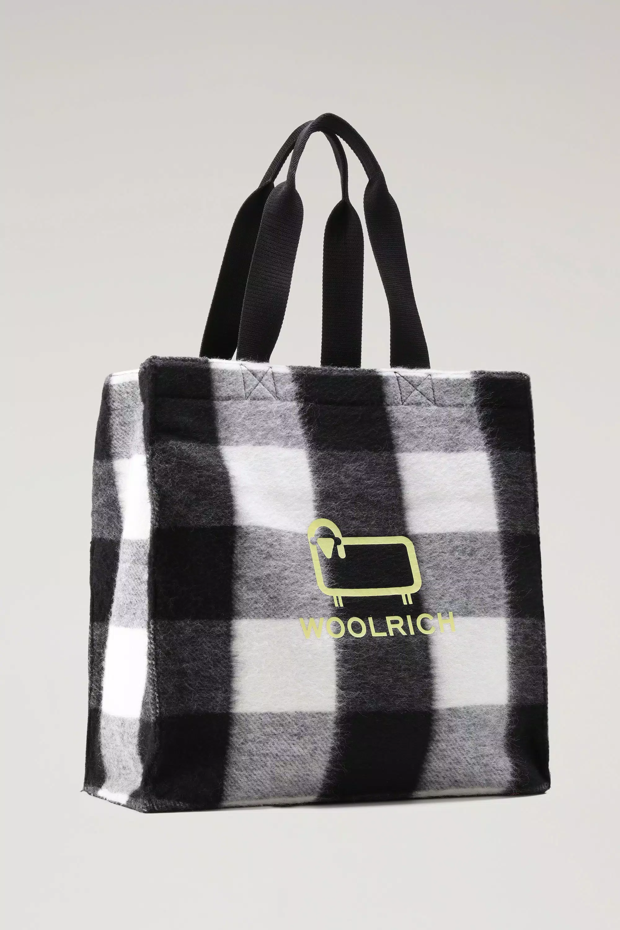 Bolsa Tote de Lana Americana con Estampado de Cuadros de Buffalo - Blanco Buffalo