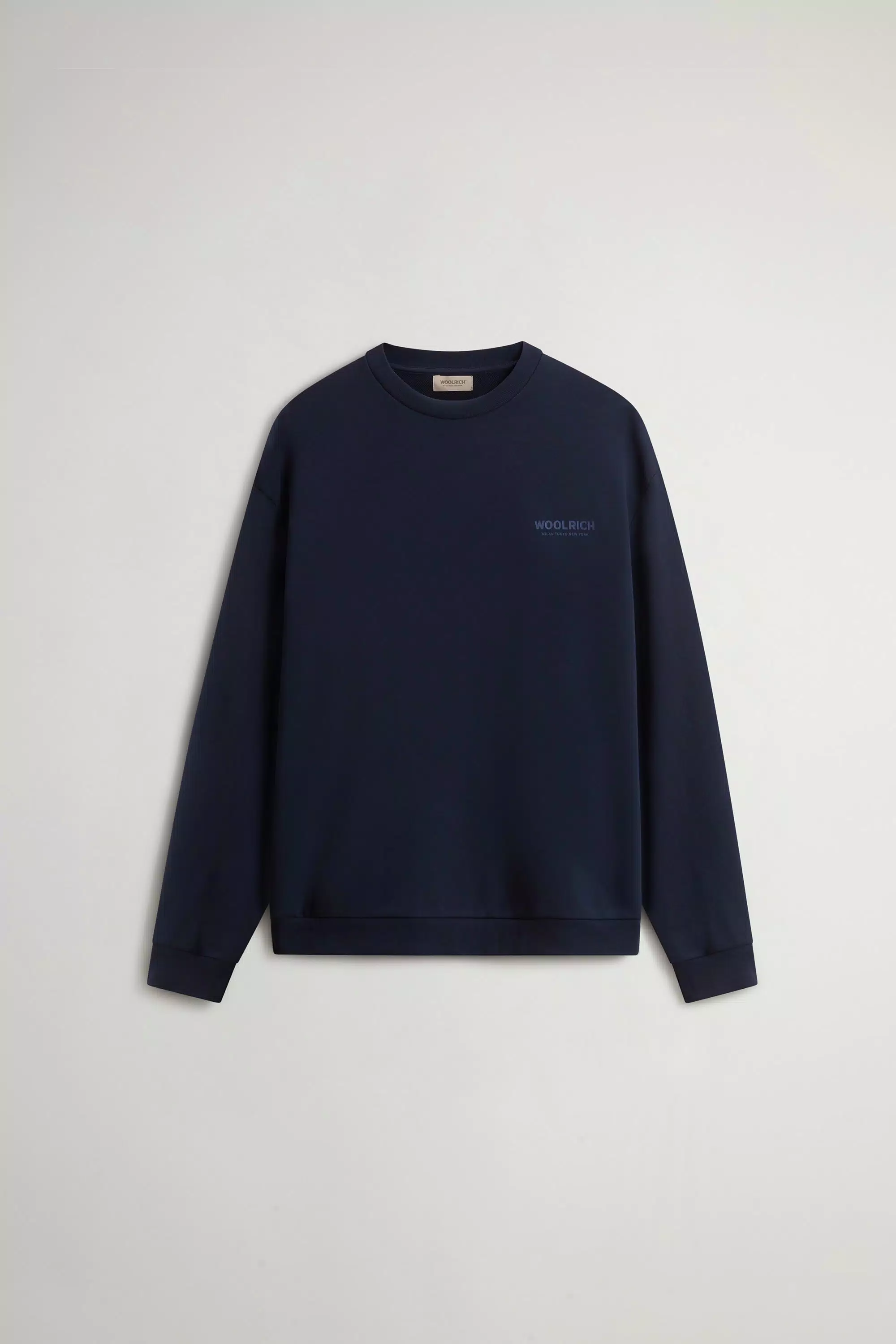 Sudadera con cuello redondo de algodón puro con logo macro en la espalda - Azul Melton