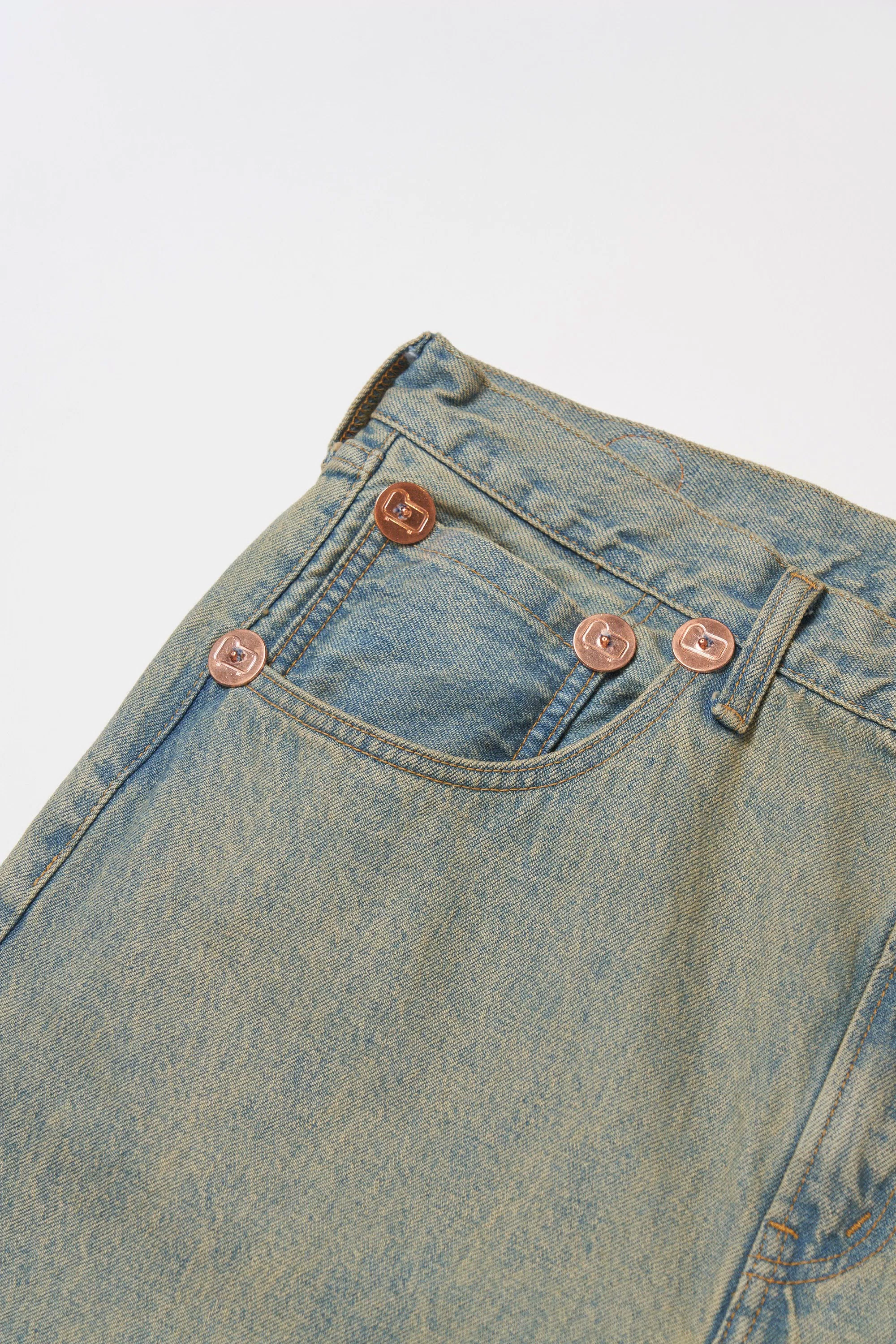 Pantalones Vaqueros de Cinco Bolsillos en Denim de Algodón Puro - Azul Claro