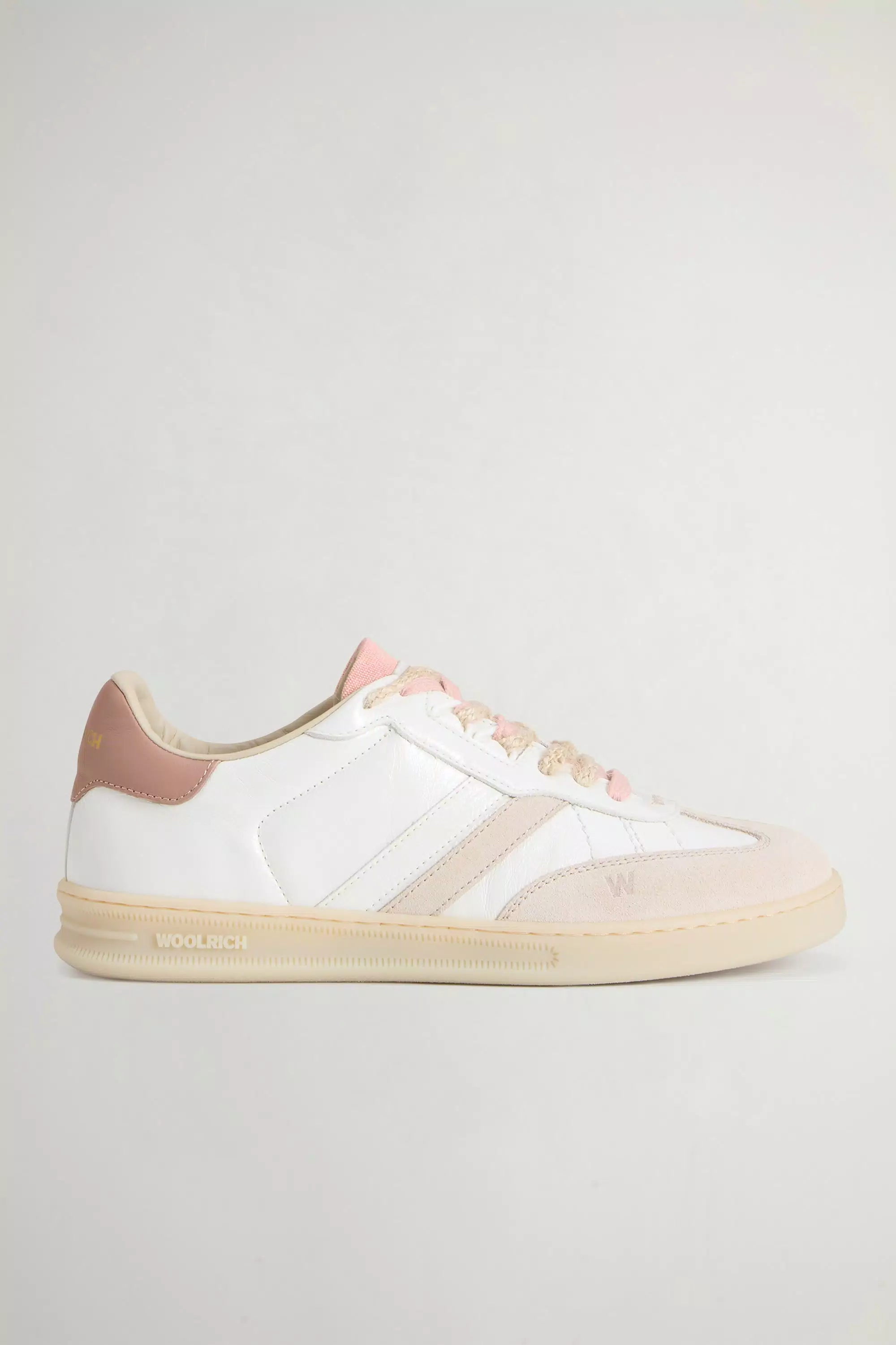 Zapatillas de Tenis Doubleu en Cuero de Becerro con Efecto Rallado - Blanco Rosa Antiguo